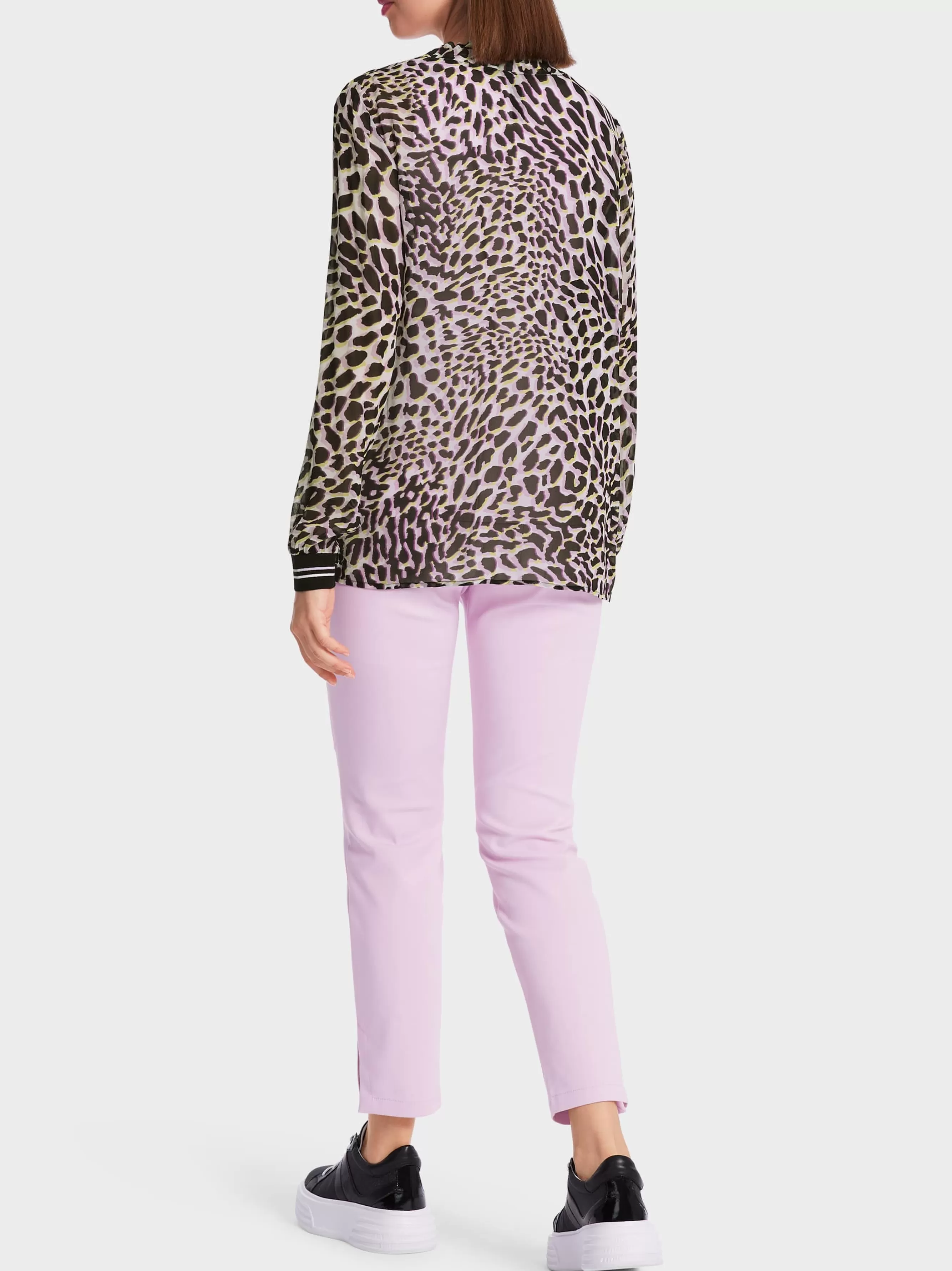 Marc Cain Blusen & Tuniken-BEDRUCKTE BLUSE AUS VISKOSECRÊPE bright pink lavender