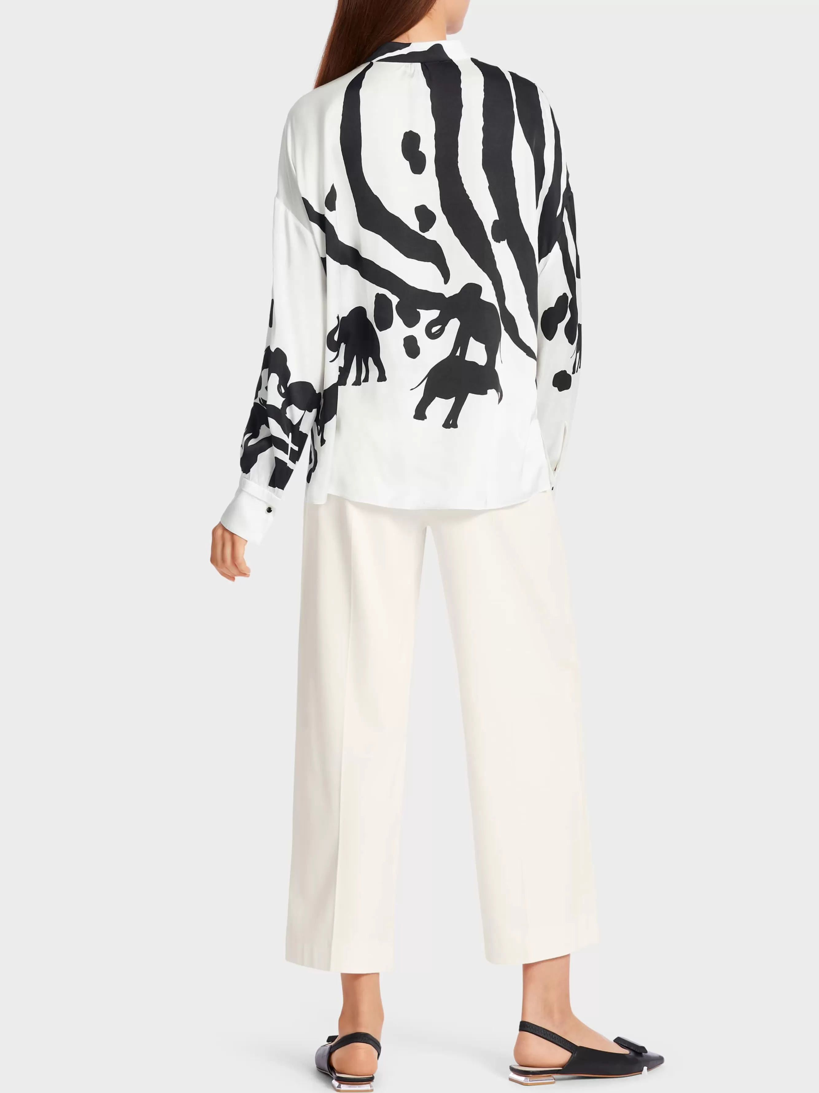 Marc Cain Blusen & Tuniken-BLUSE IM ANIMAL-DESSIN white and black