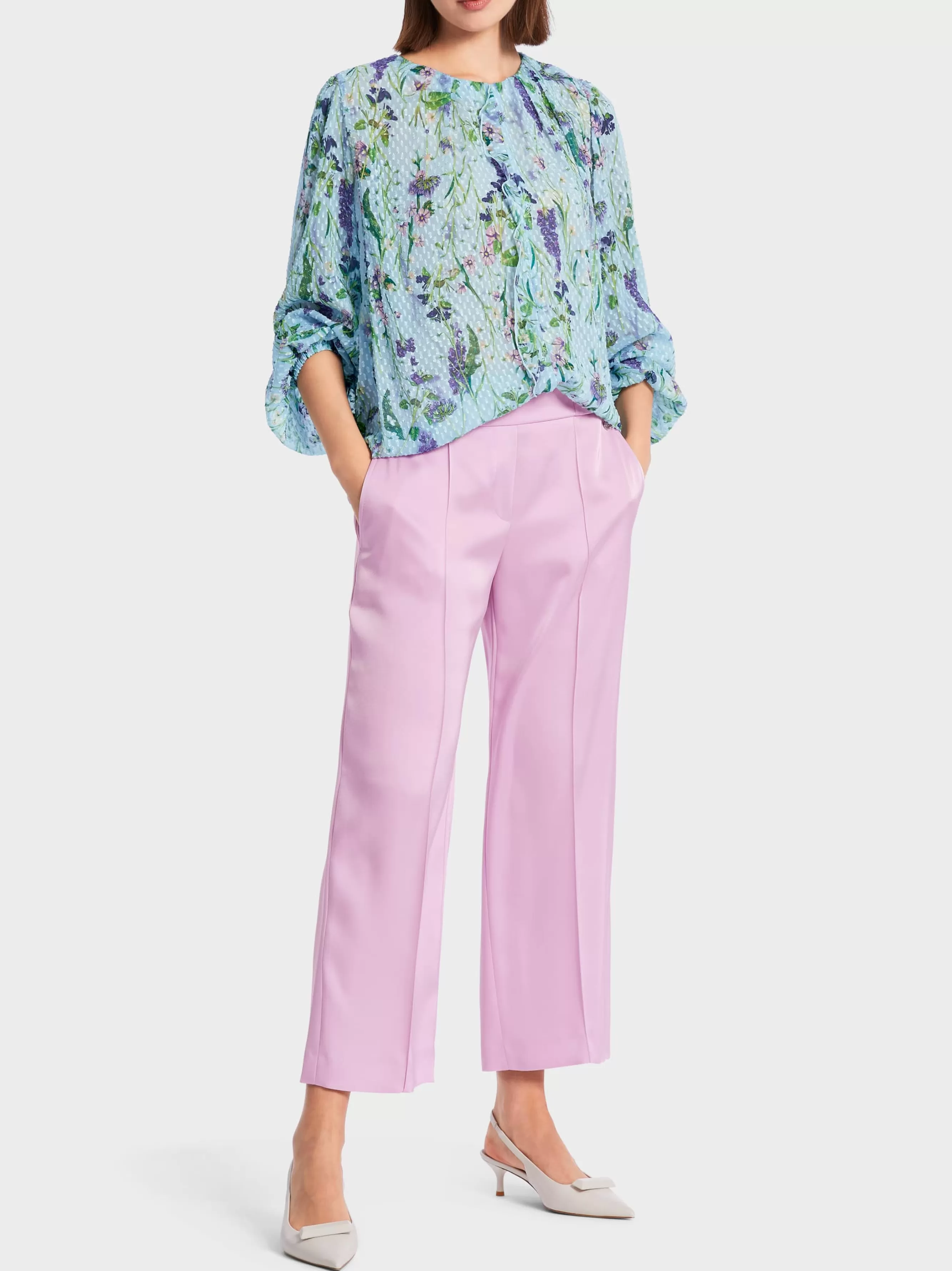 Marc Cain Blusen & Tuniken-BLUSE IM BLUMEN-DESSIN soft summer sky