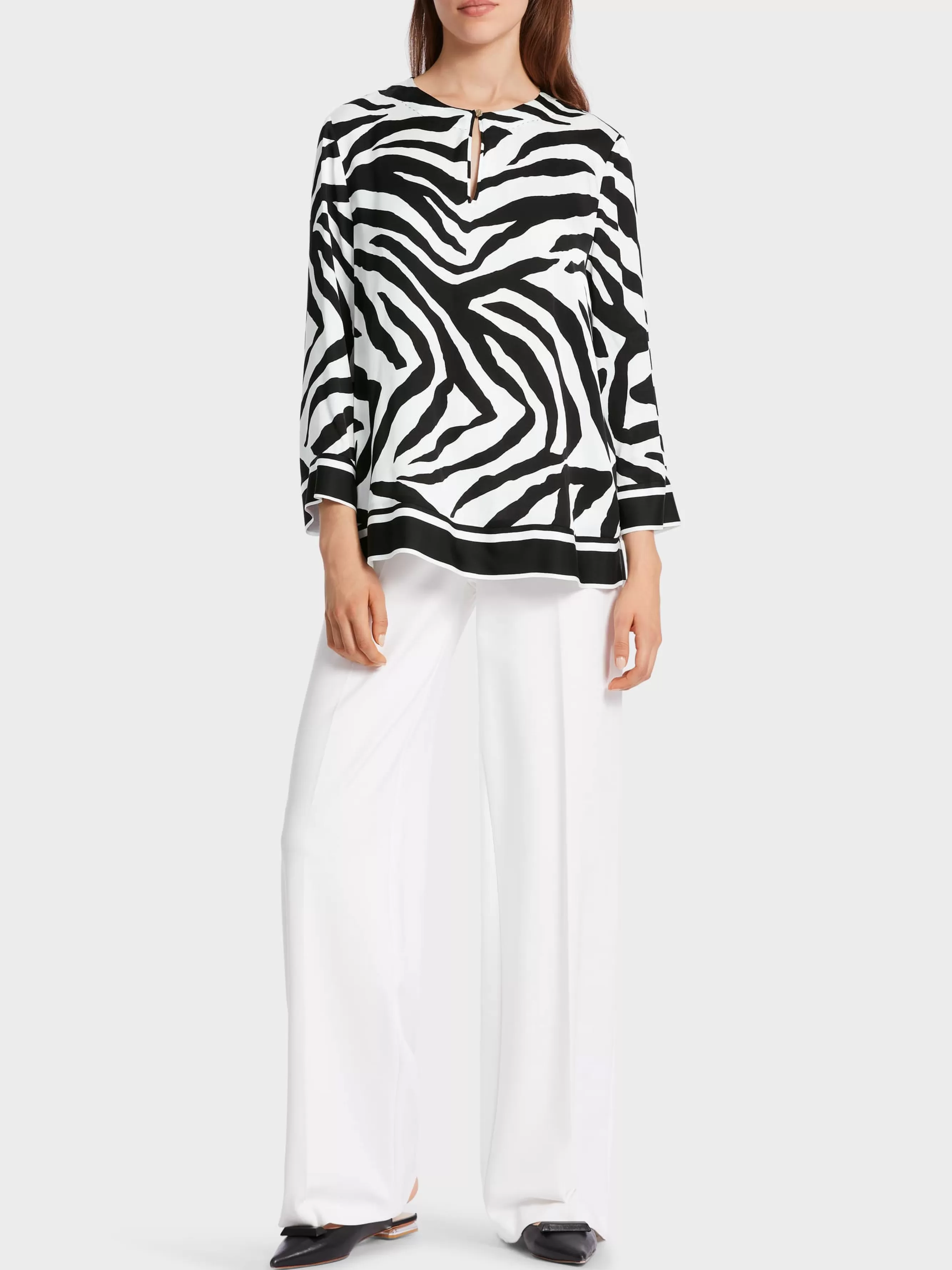 Marc Cain Blusen & Tuniken-BLUSE IM ZEBRA-PRINT white and black