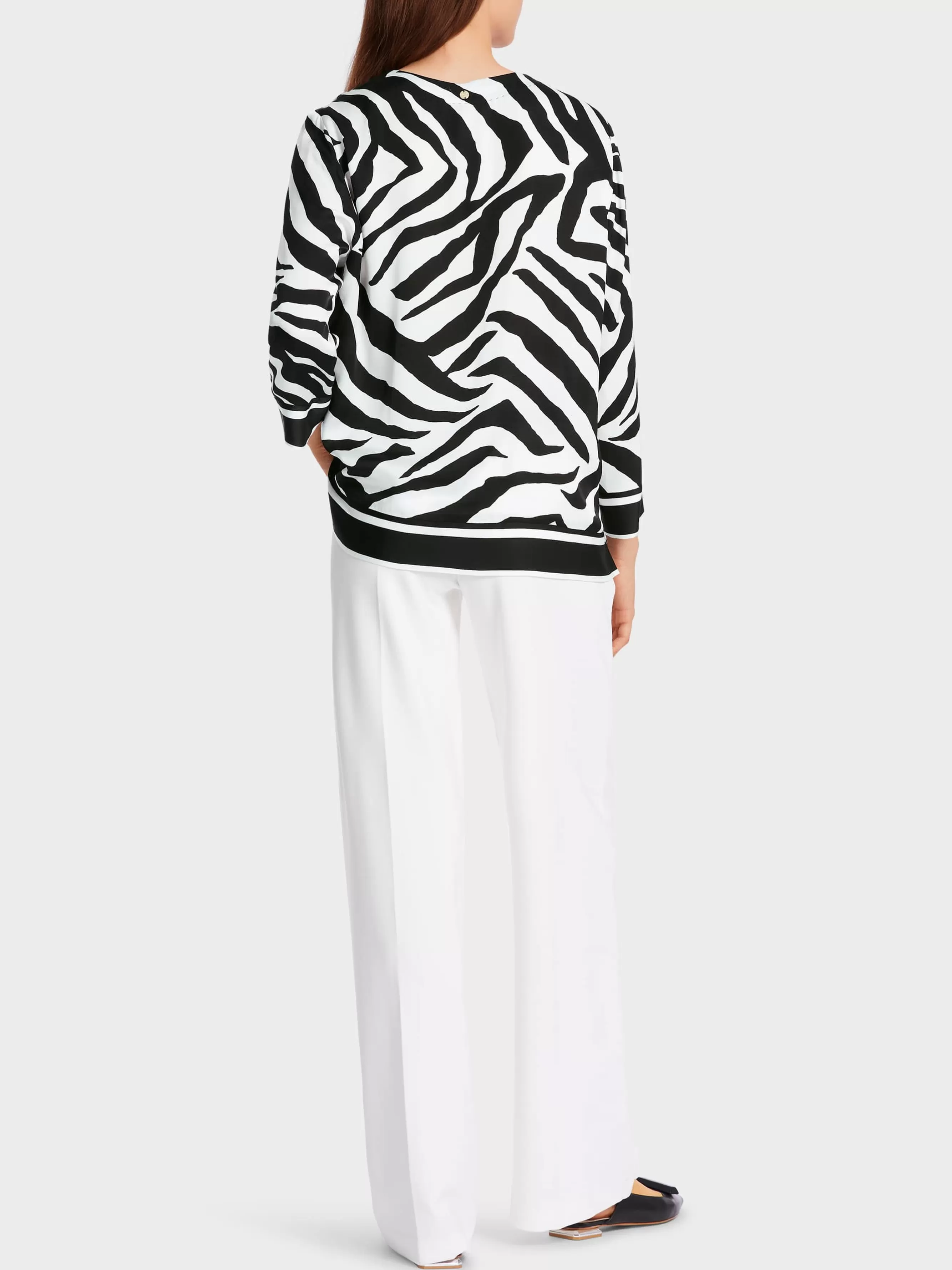 Marc Cain Blusen & Tuniken-BLUSE IM ZEBRA-PRINT white and black