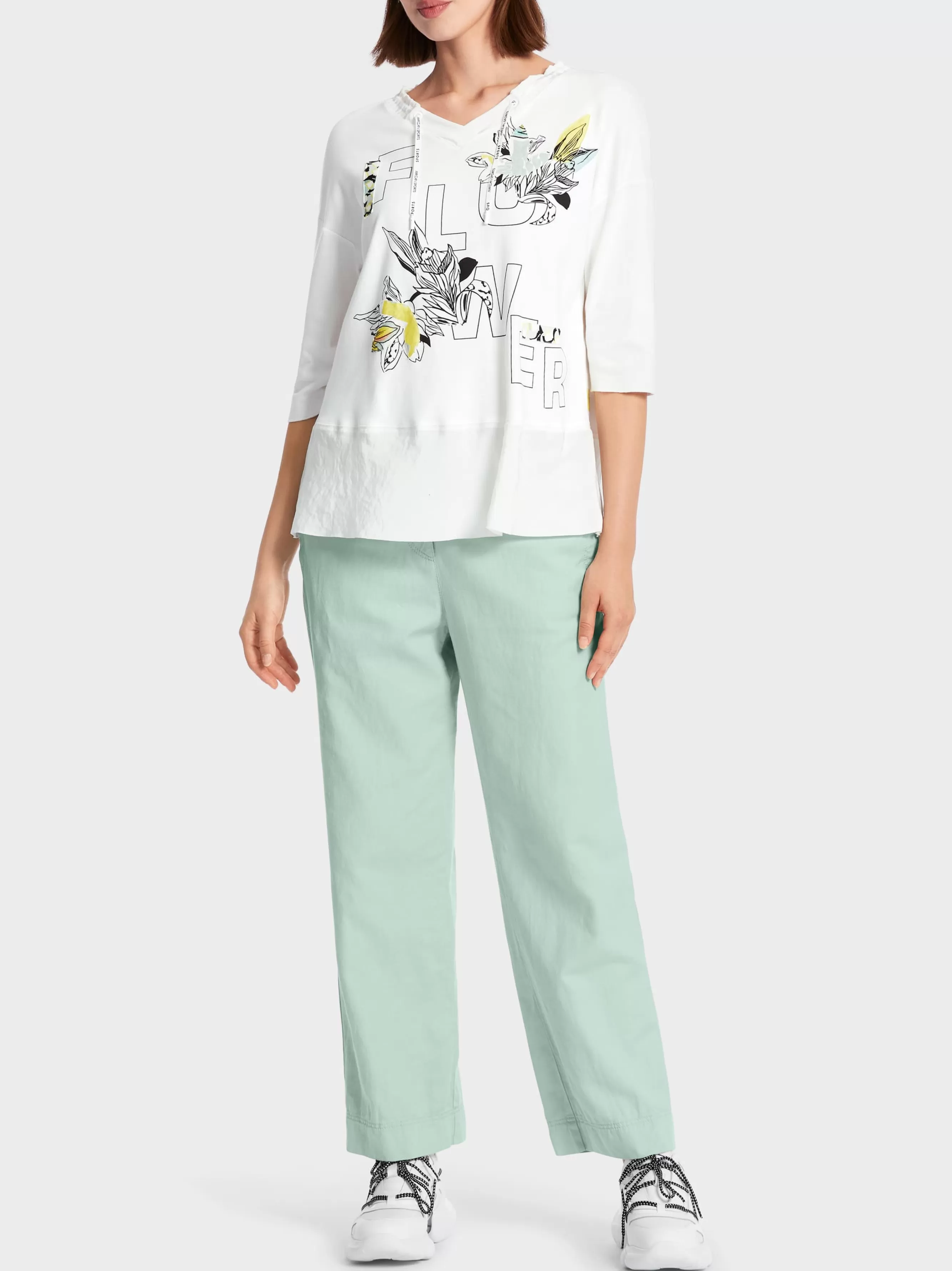 Marc Cain Blusen & Tuniken | Shirts & Tops-BLUSE IN MATERIALMIX off-white