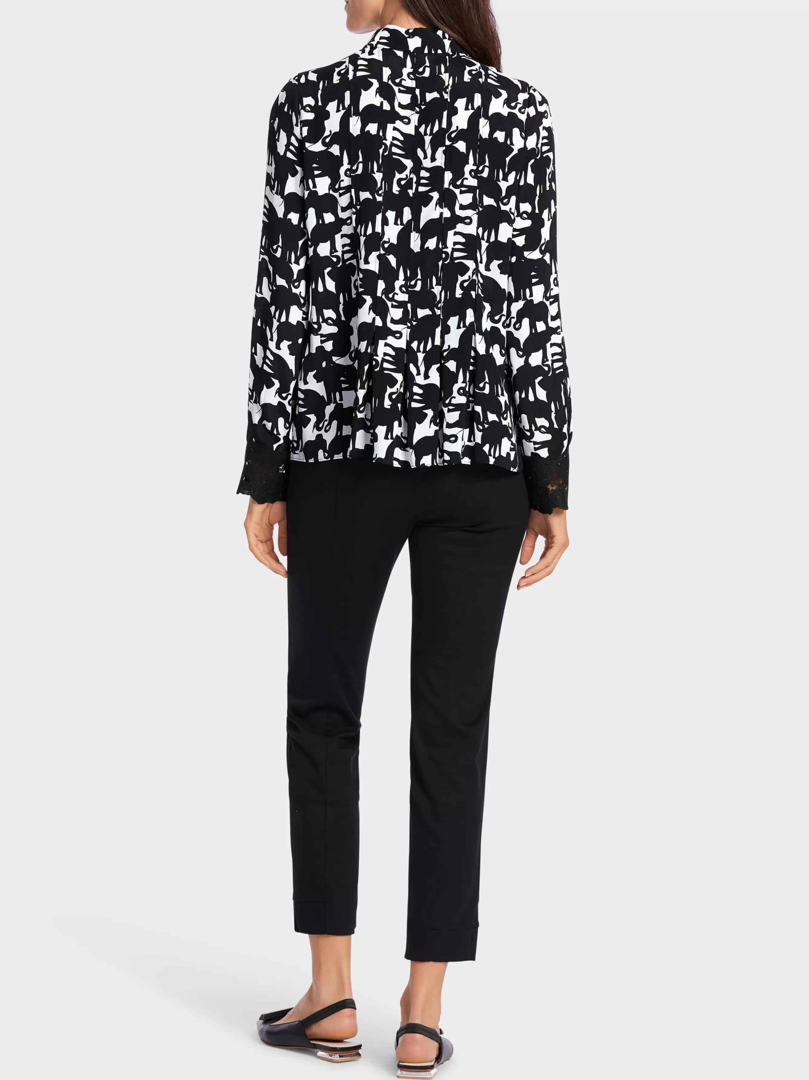 Marc Cain Blusen & Tuniken-BLUSE MIT ELEFANTENDRUCK black and white