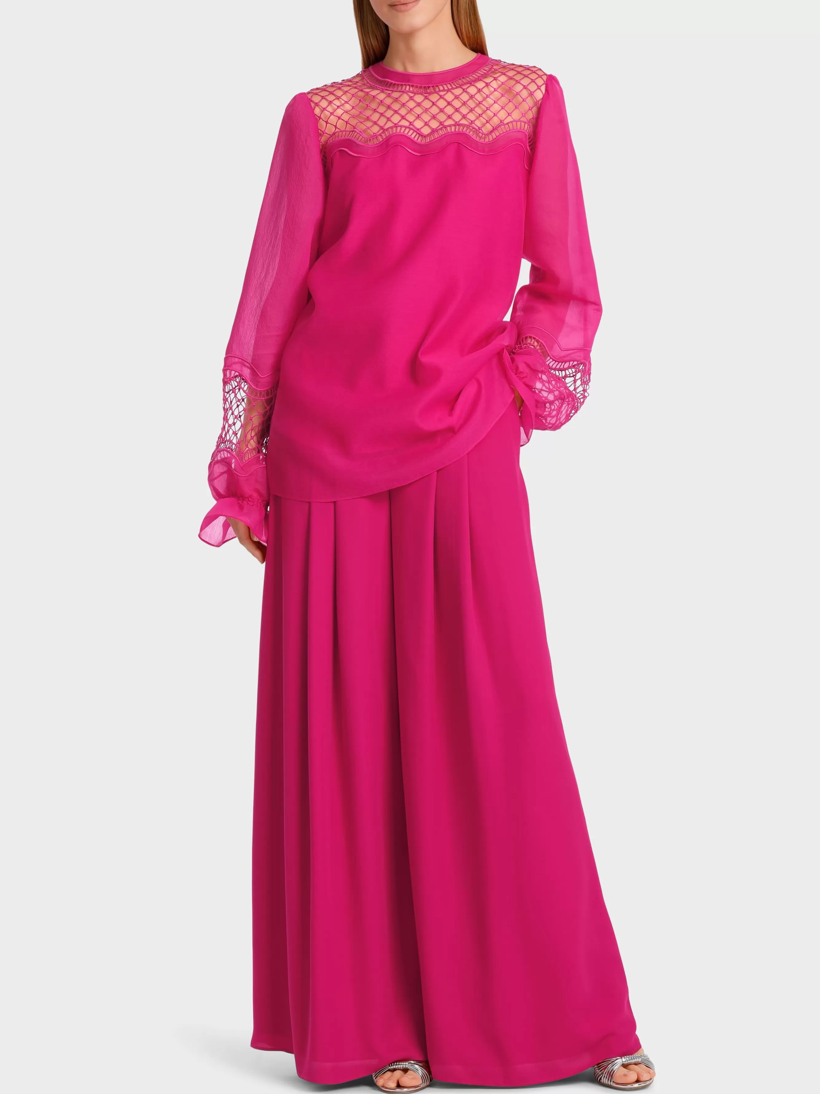 Marc Cain Blusen & Tuniken-BLUSE MIT NETZEINSATZ deep fuchsia