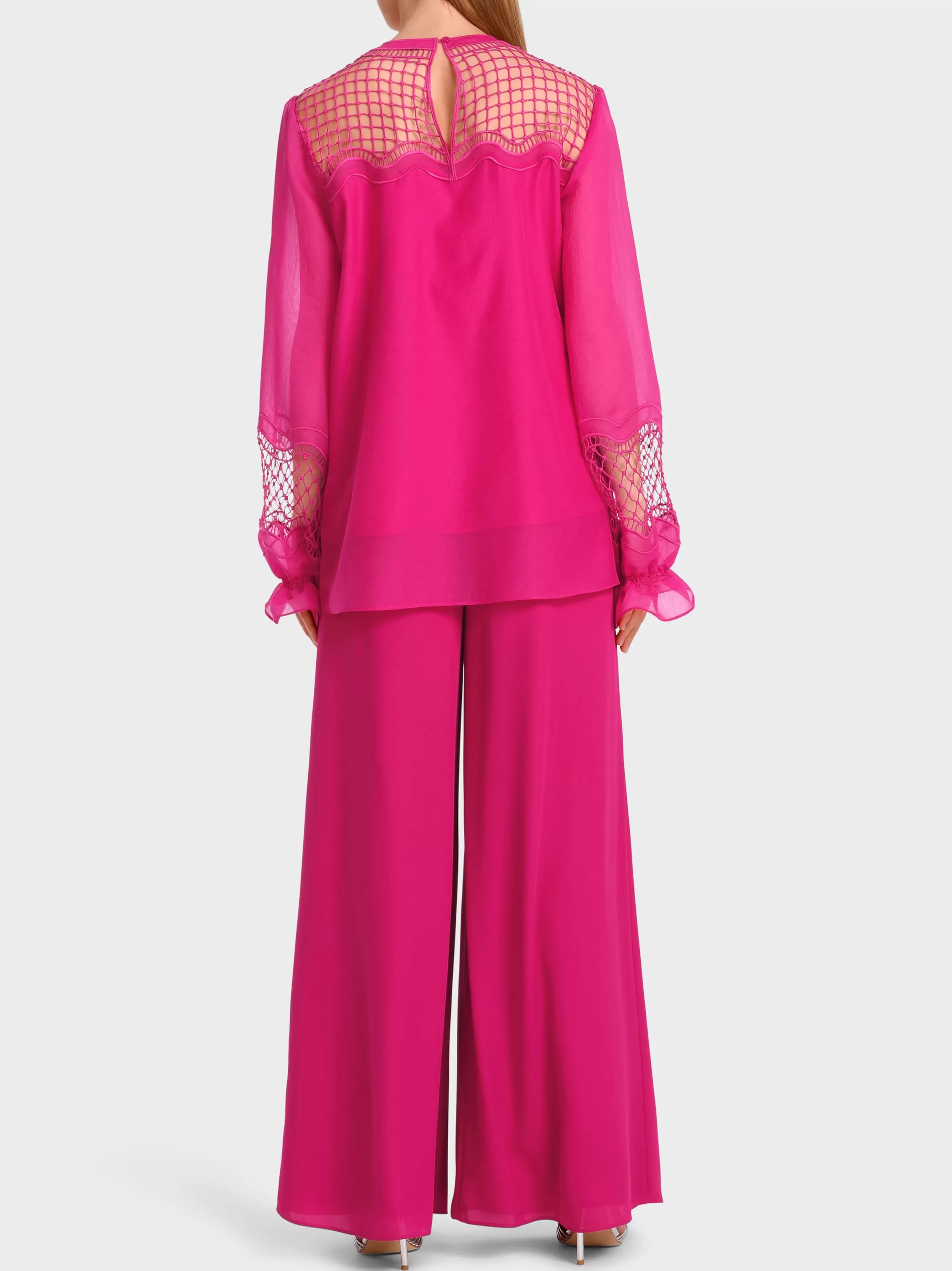 Marc Cain Blusen & Tuniken-BLUSE MIT NETZEINSATZ deep fuchsia