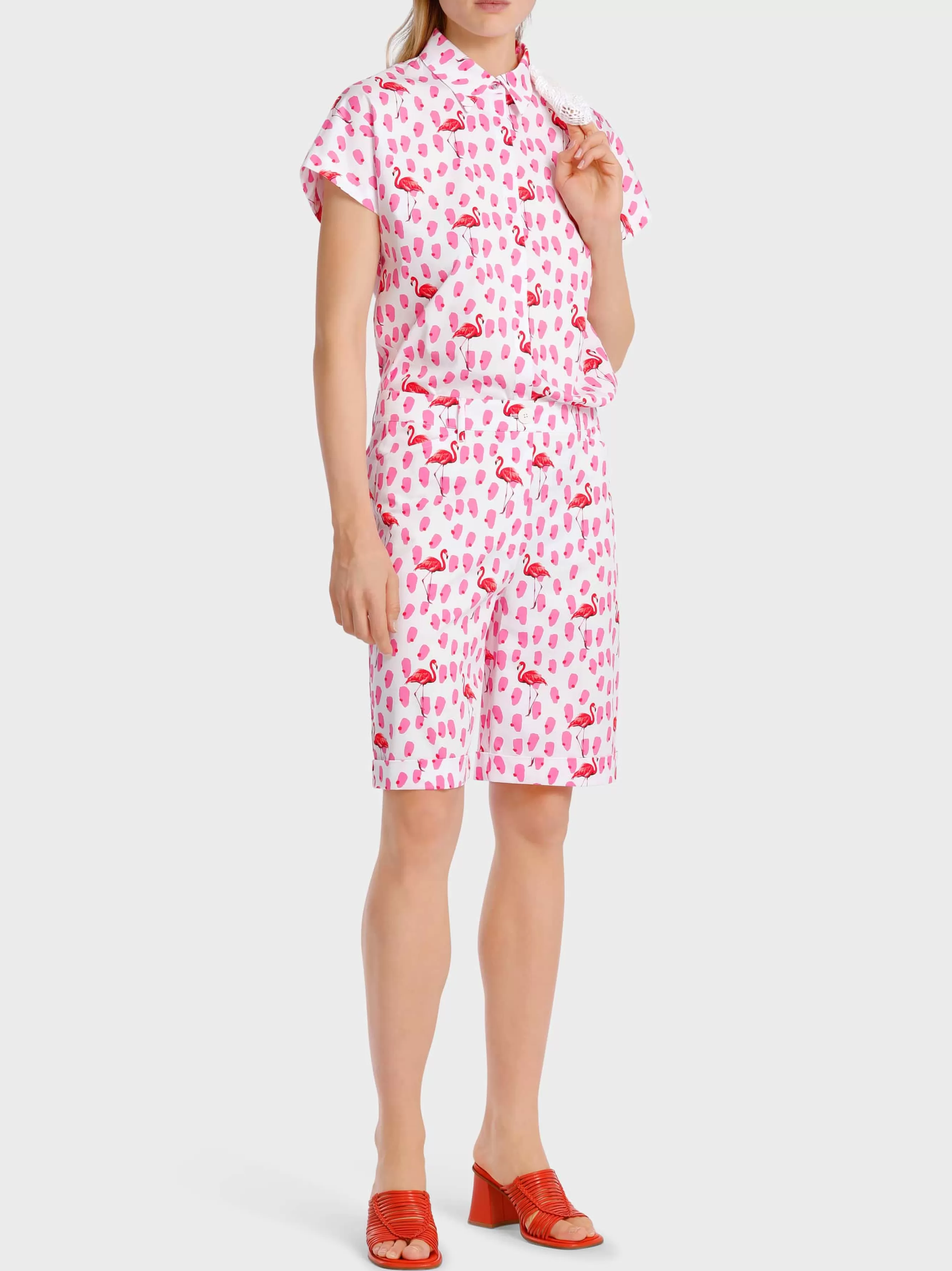 Marc Cain Blusen & Tuniken-BLUSE MIT TONIGEM FLAMINGO-PRINT lip gloss