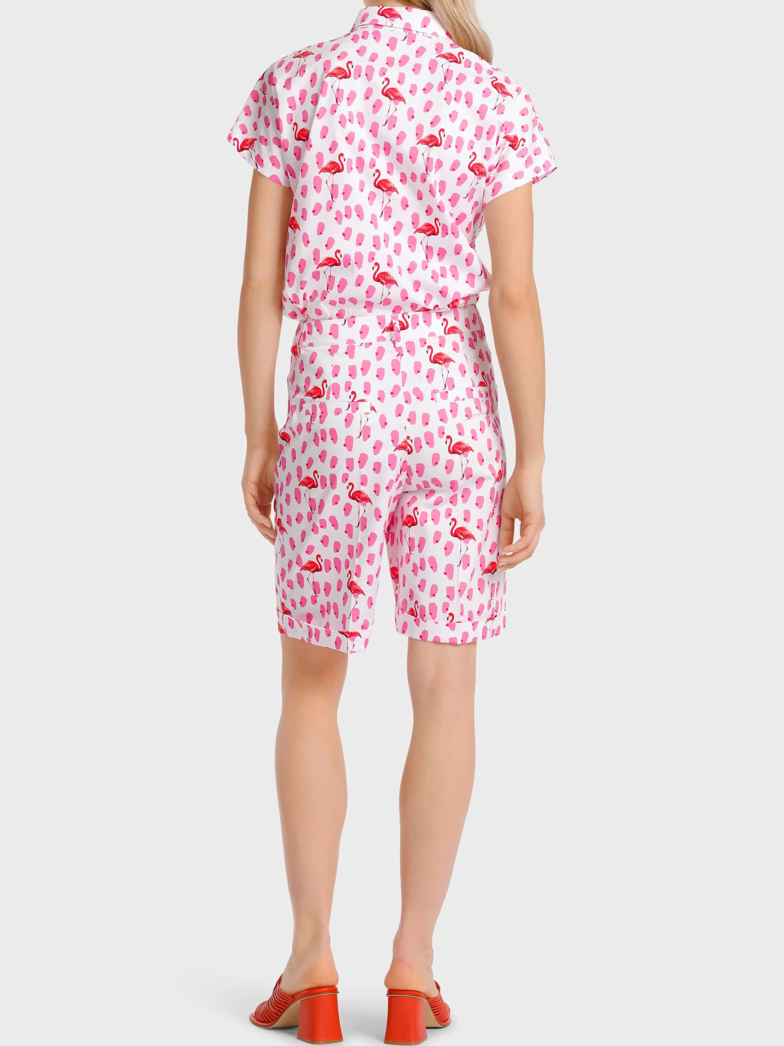 Marc Cain Blusen & Tuniken-BLUSE MIT TONIGEM FLAMINGO-PRINT lip gloss