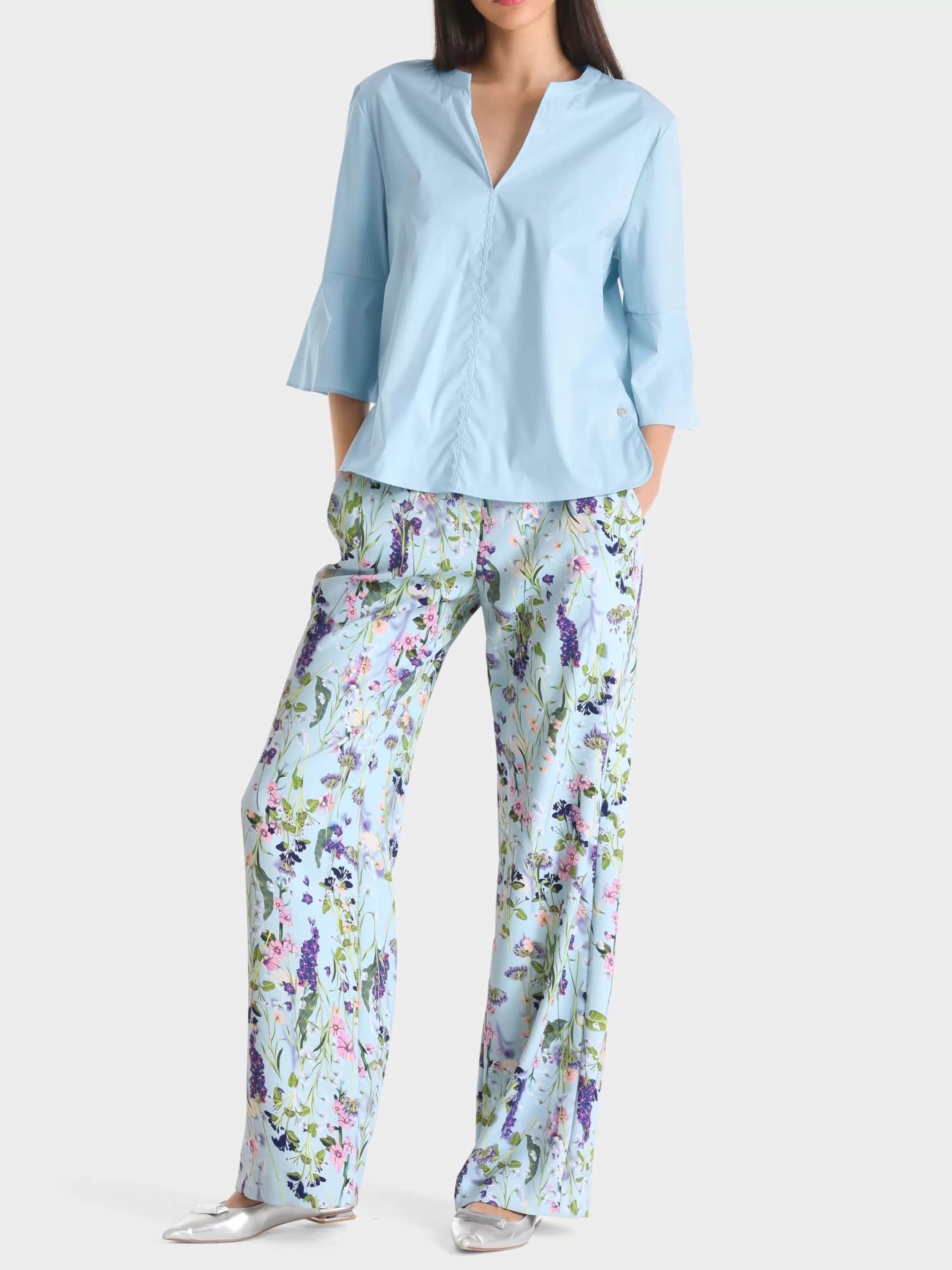 Marc Cain Blusen & Tuniken-BLUSE MIT VOLANTÄRMEL soft summer sky