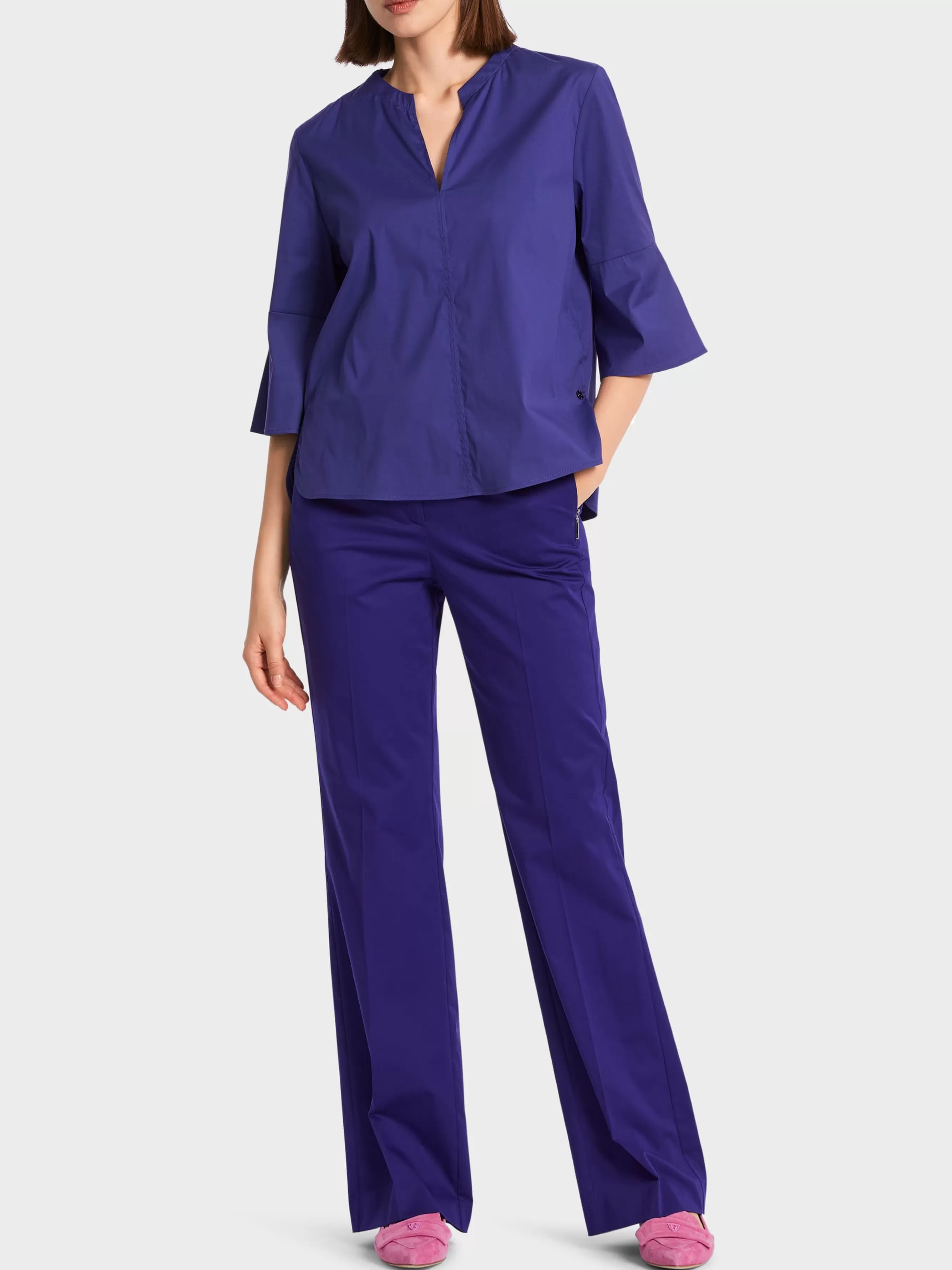 Marc Cain Blusen & Tuniken-BLUSE MIT VOLANTÄRMEL deep violet