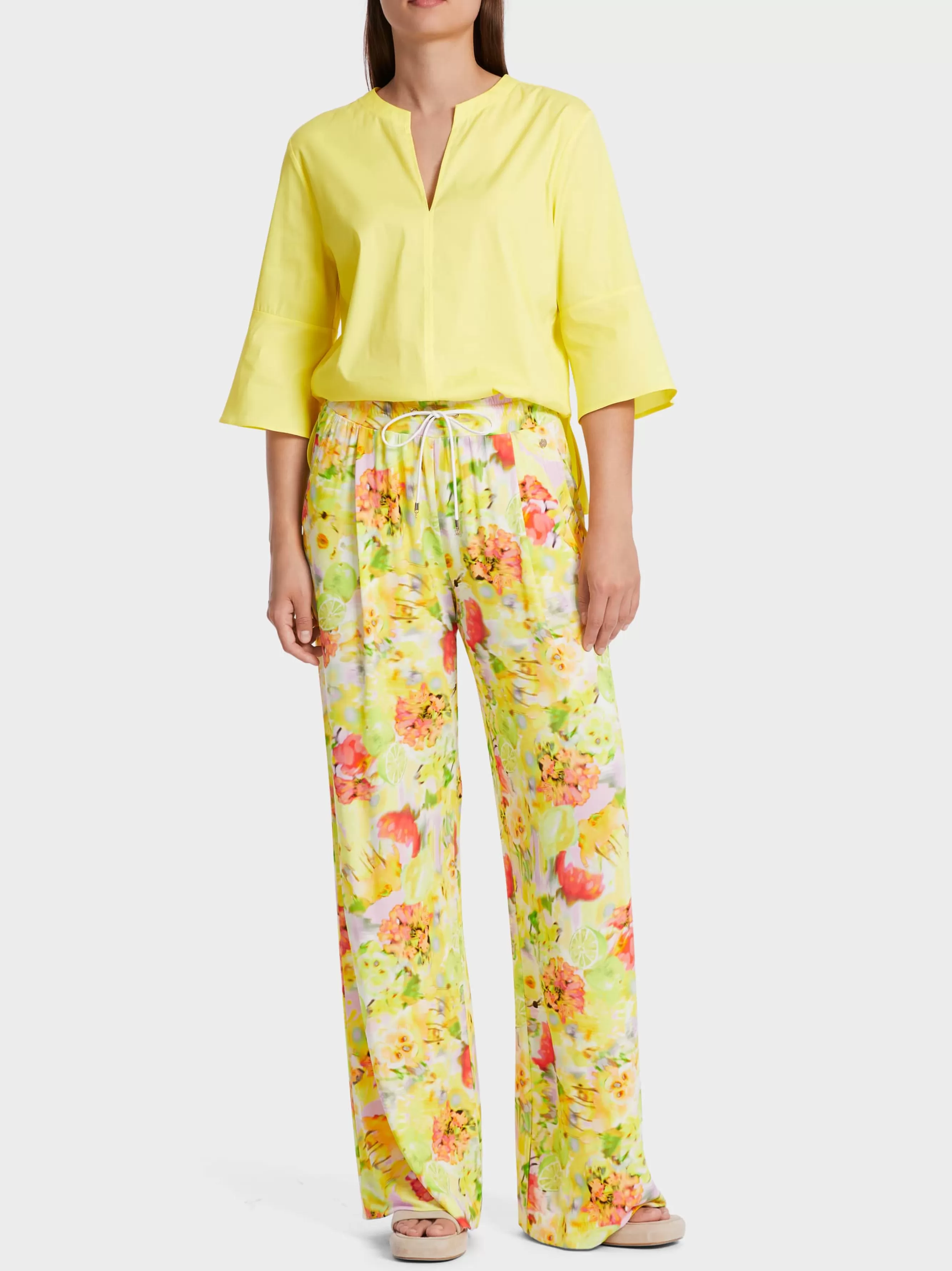 Marc Cain Blusen & Tuniken-BLUSE MIT VOLANTÄRMEL pale lemon