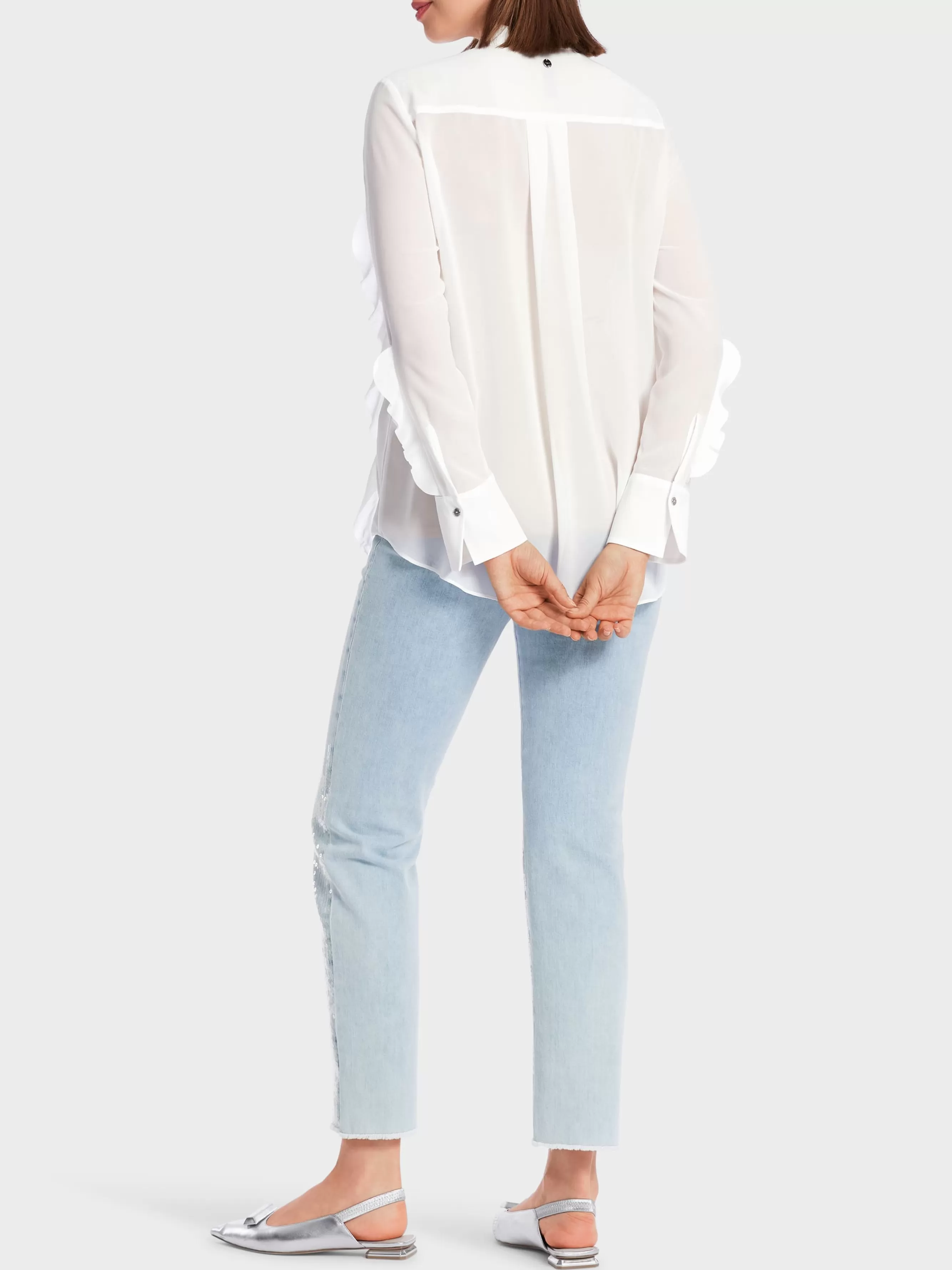 Marc Cain Blusen & Tuniken-BLUSE MIT VOLANTS off-white