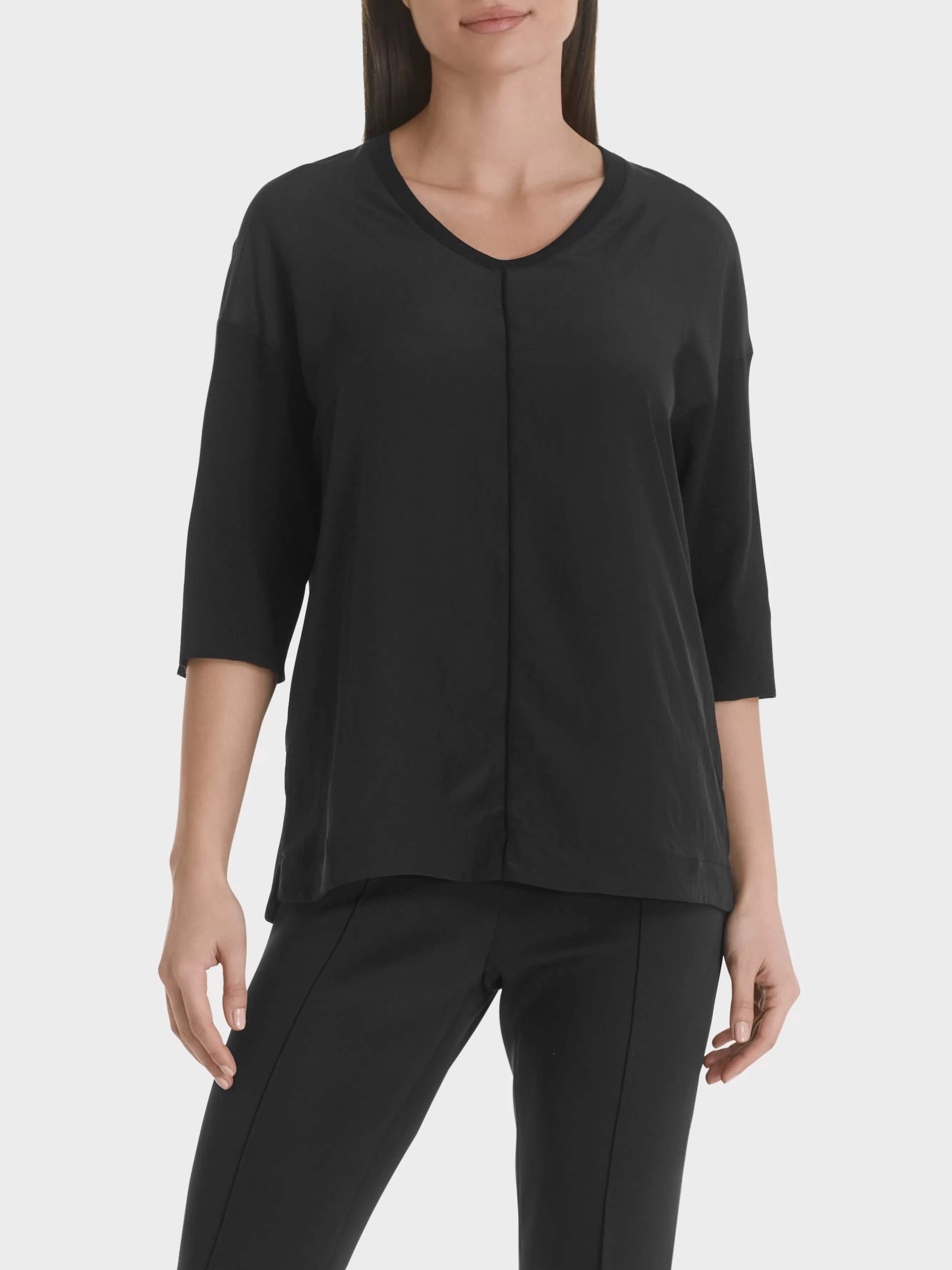 Marc Cain Blusen & Tuniken | Shirts & Tops-BLUSENSHIRT AUS MATERIAL-MIX black