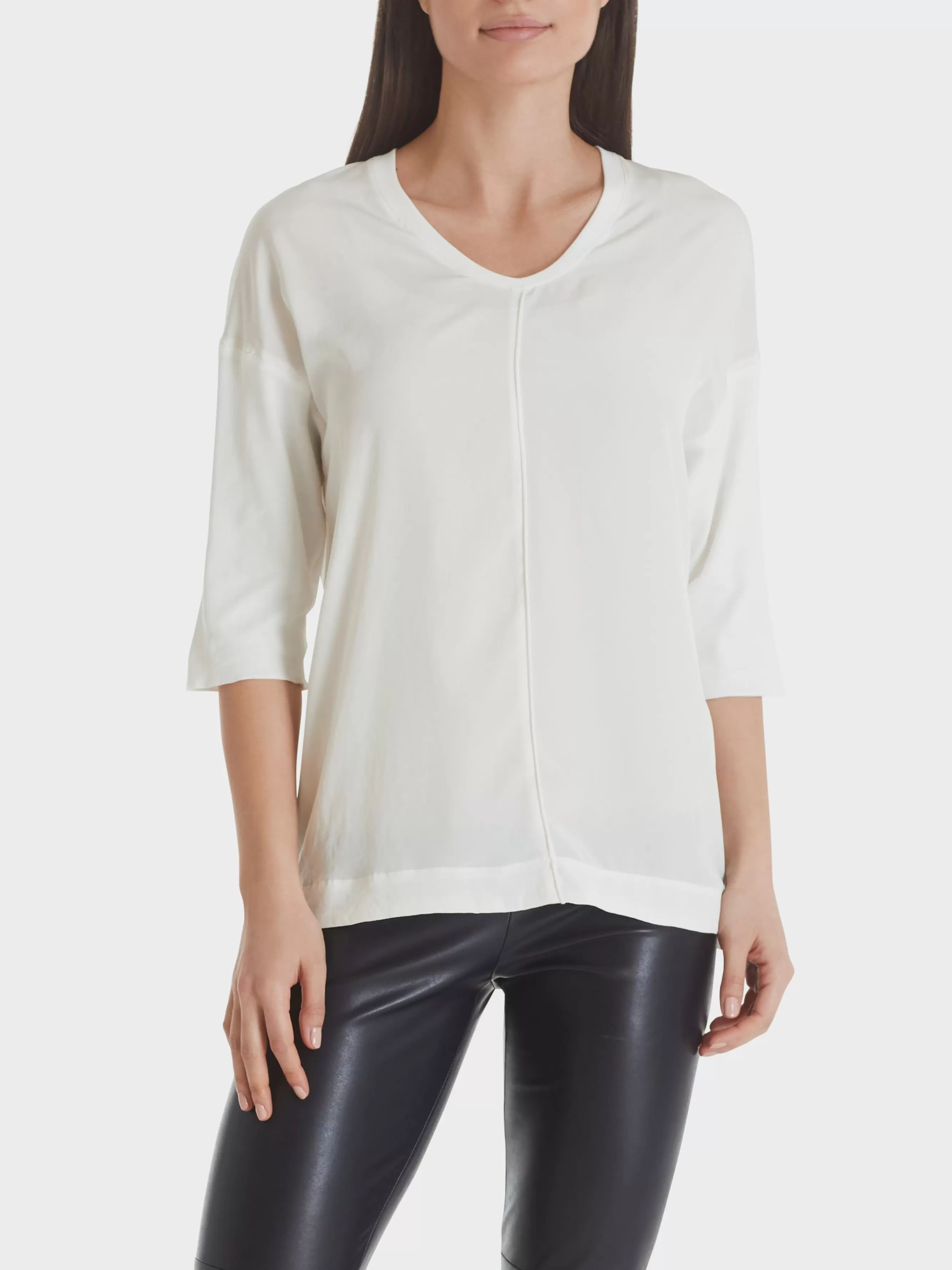 Marc Cain Blusen & Tuniken | Shirts & Tops-BLUSENSHIRT AUS MATERIAL-MIX off-white