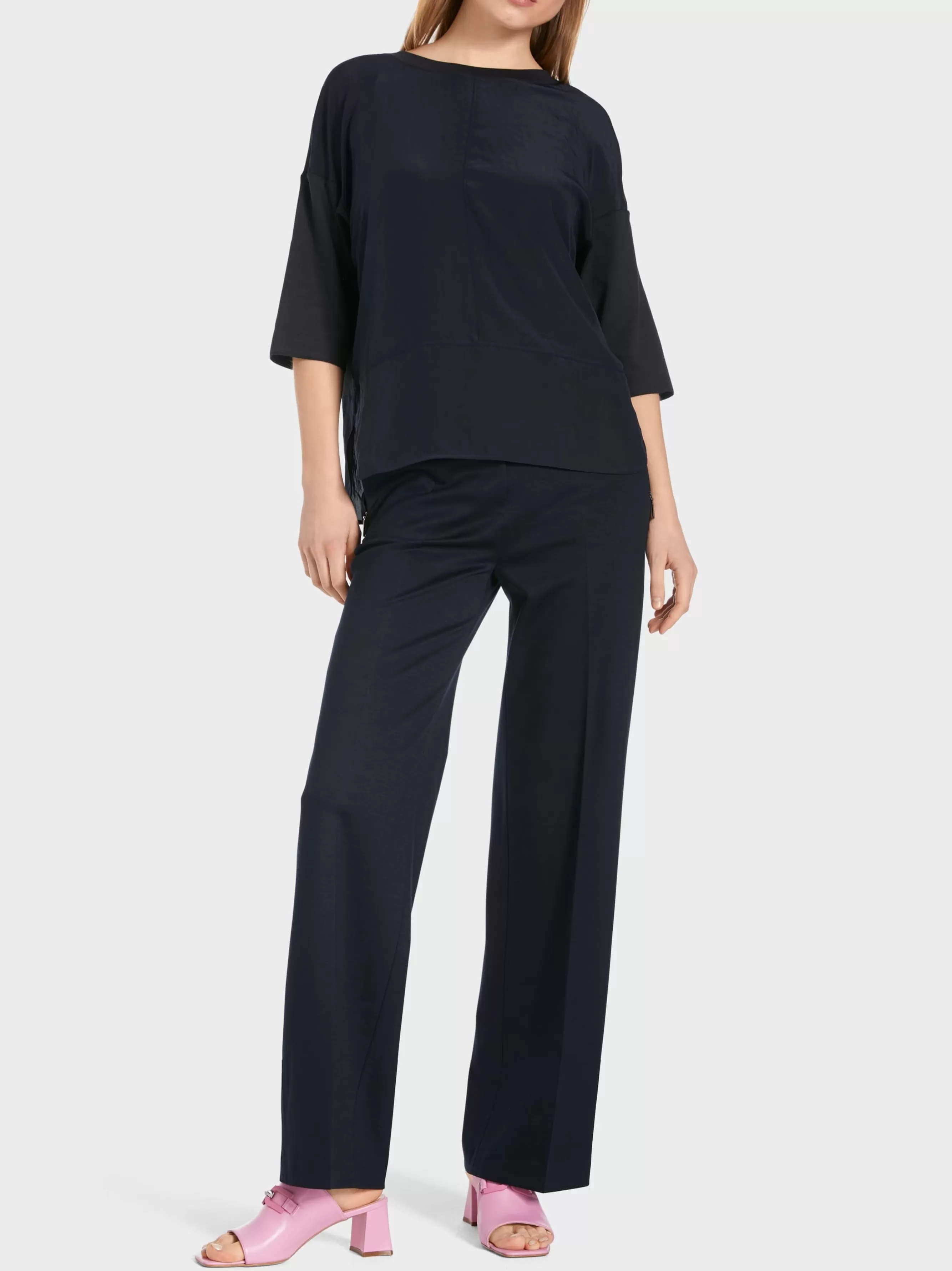 Marc Cain Blusen & Tuniken | Shirts & Tops-BLUSENSHIRT AUS MATERIALMIX midnight blue