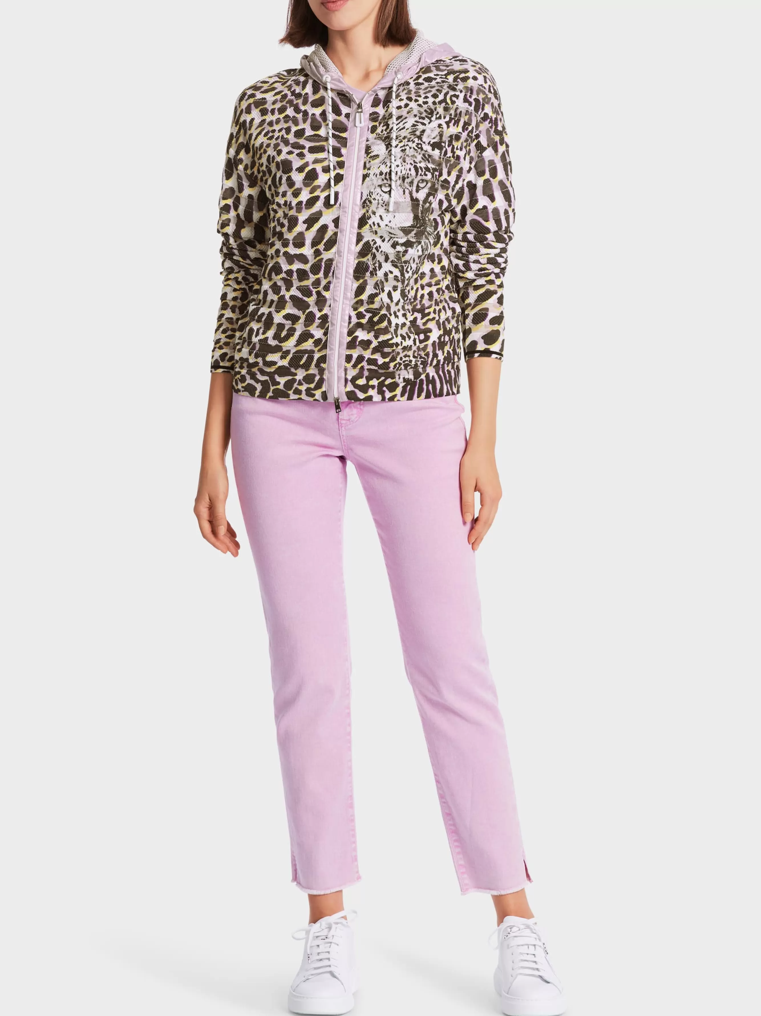 Marc Cain Jacken | Strick-CARDIGAN MIT PRINT KNITTED IN GERMANY bright pink lavender