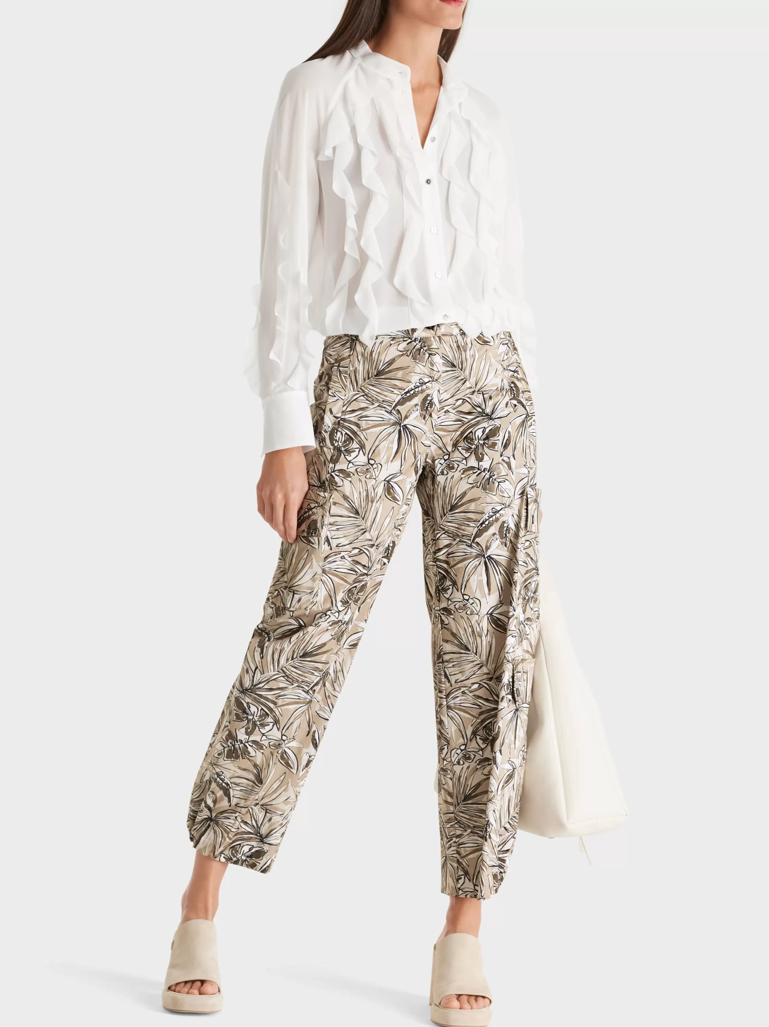 Marc Cain Hosen-CARGOHOSE RENTON MIT FLORALEM PRINT light stone