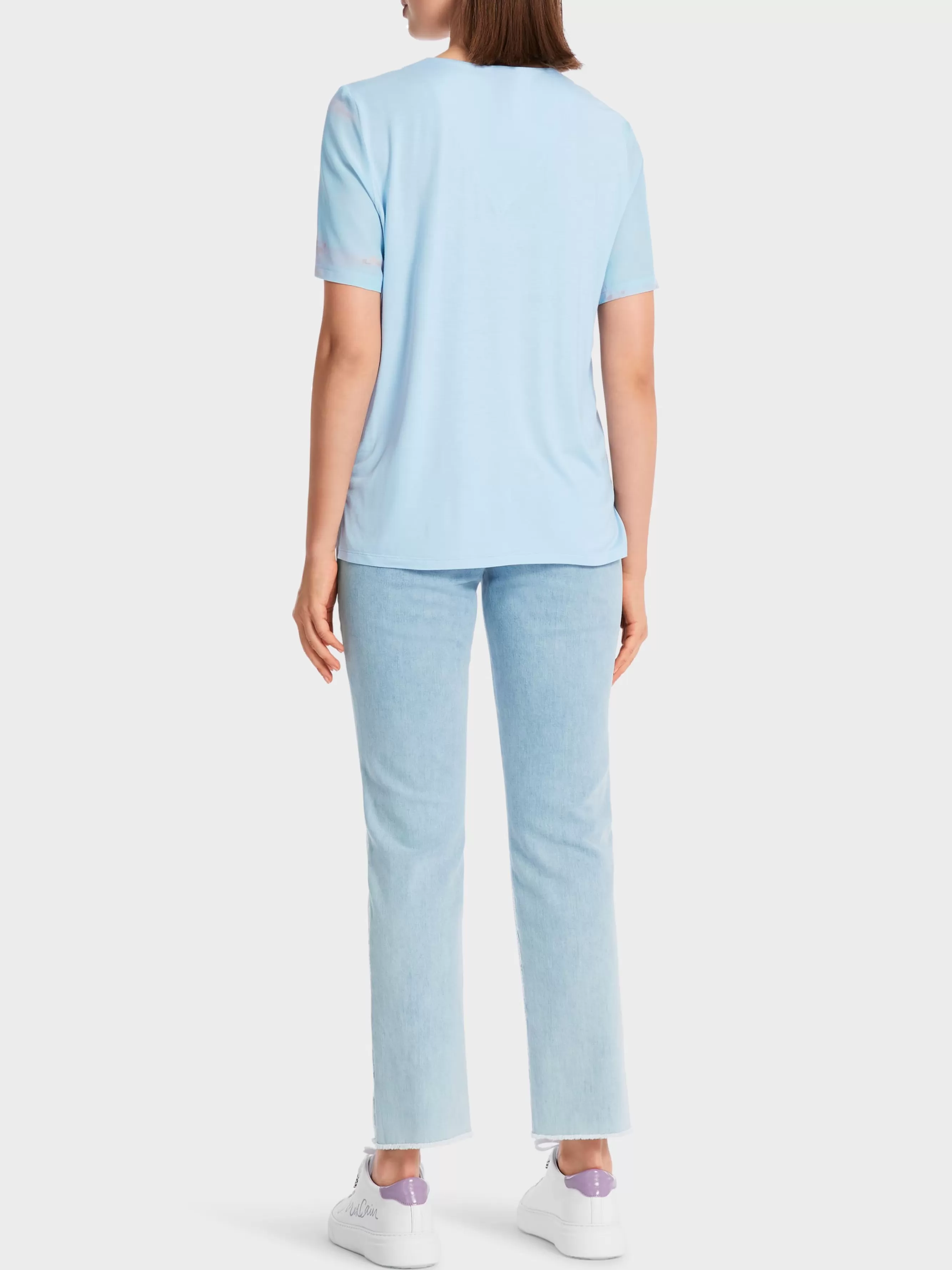 Marc Cain Blusen & Tuniken | Shirts & Tops-EDEL GLÄNZENDES BLUSENSHIRT MIT SEIDE soft summer sky