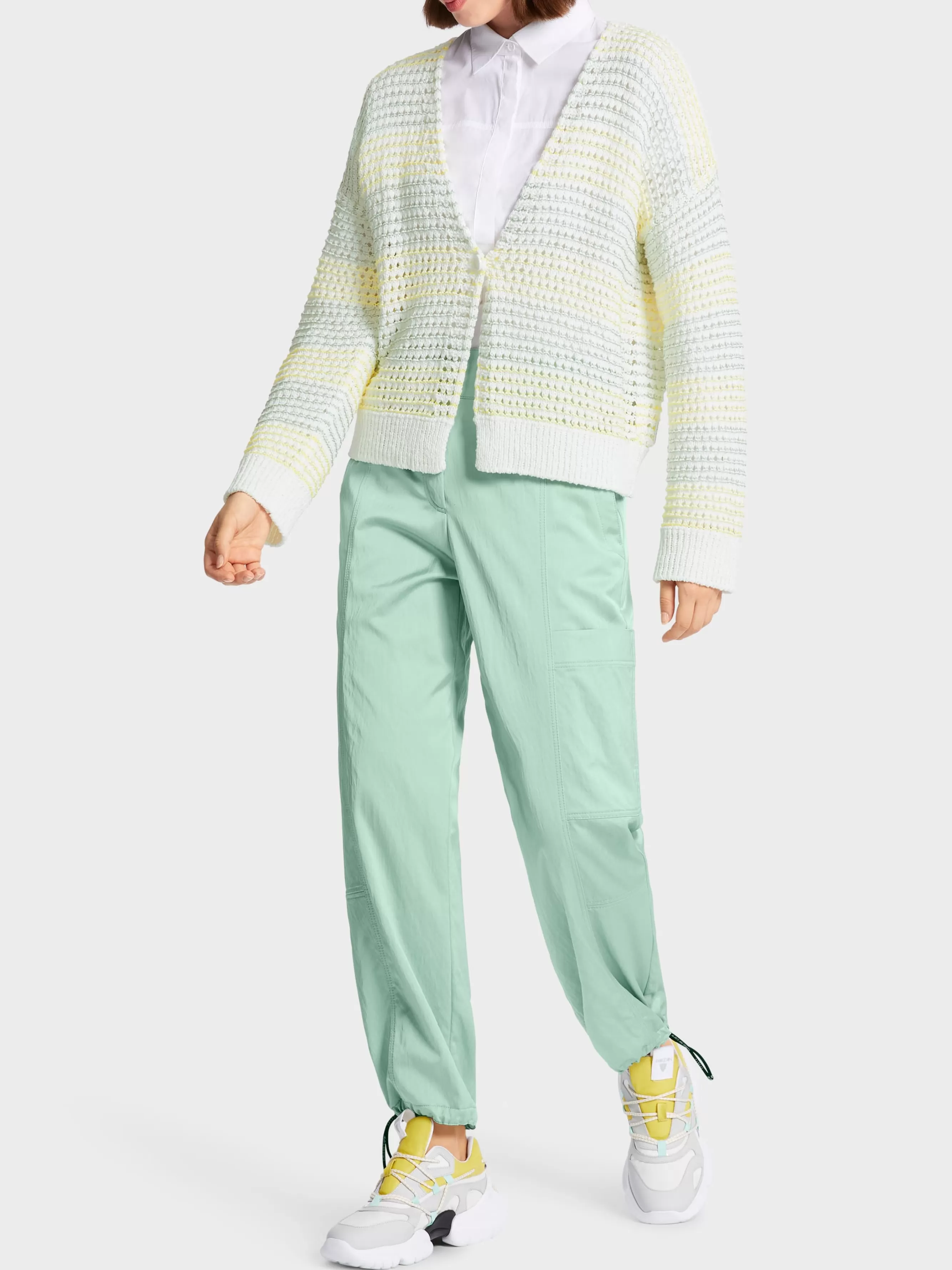 Marc Cain Jacken | Strick-GESTREIFTER CARDIGAN KNITTED IN GERMANY off-white