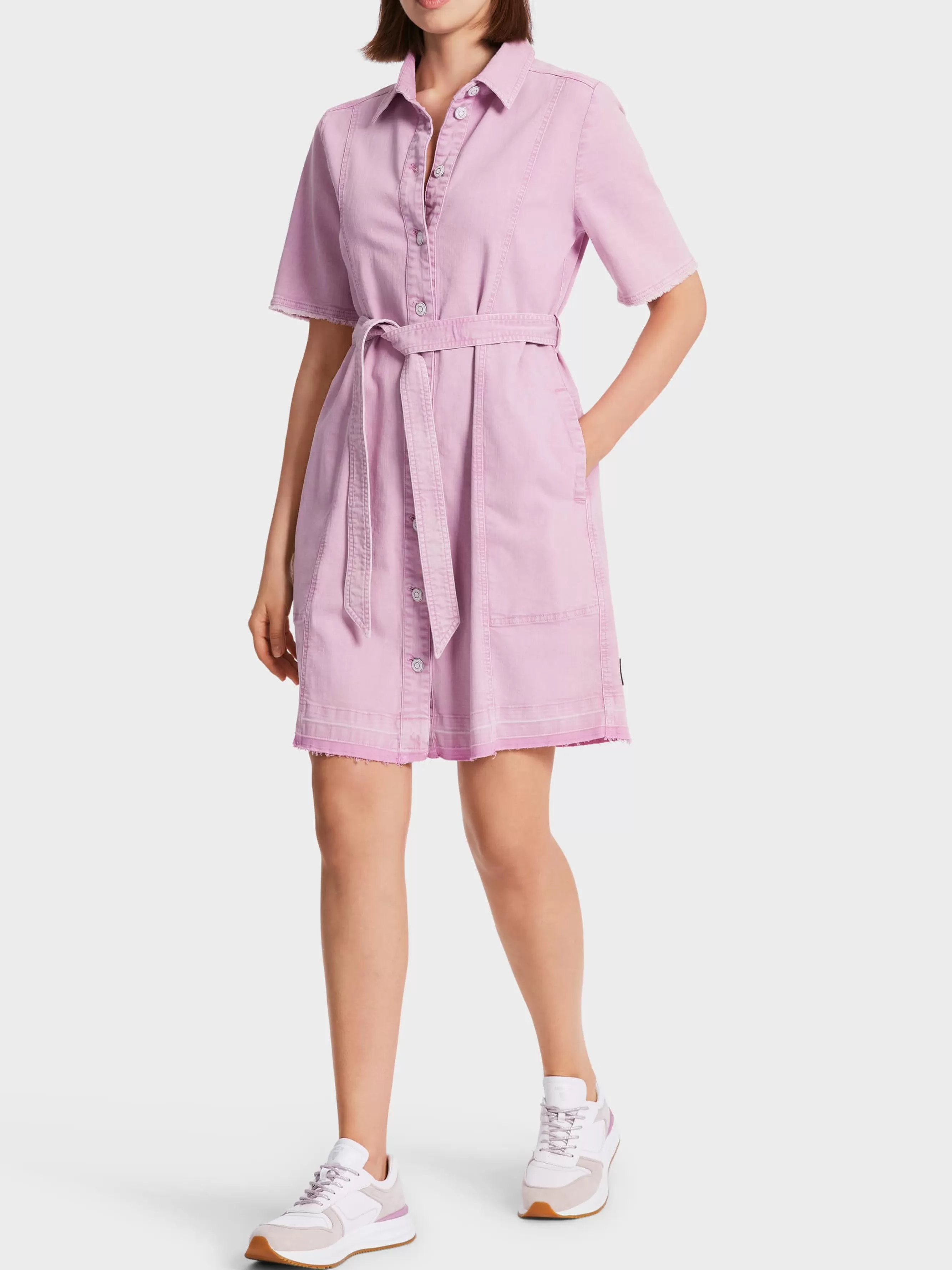 Marc Cain Kleider-HEMDBLUSENKLEID "RETHINK TOGETHER" bright pink lavender