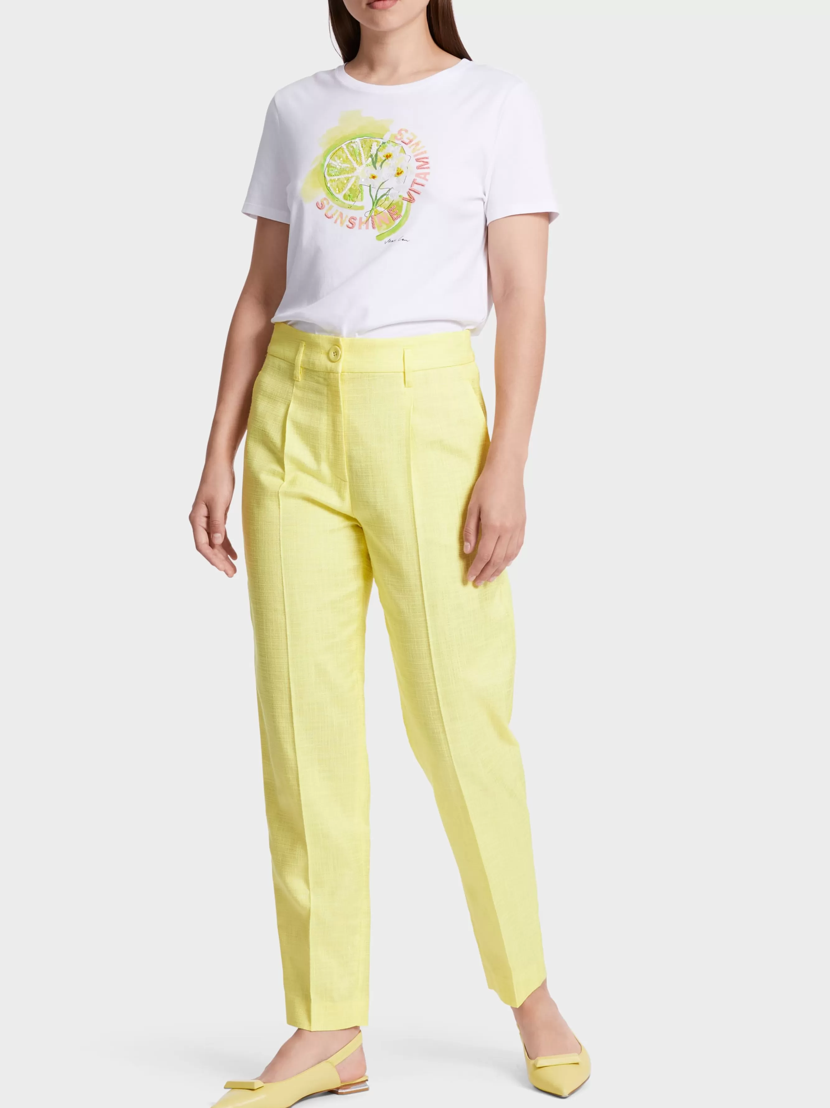 Marc Cain Hosen-HOSE FAQUS IN LEINEN-OPTIK pale lemon