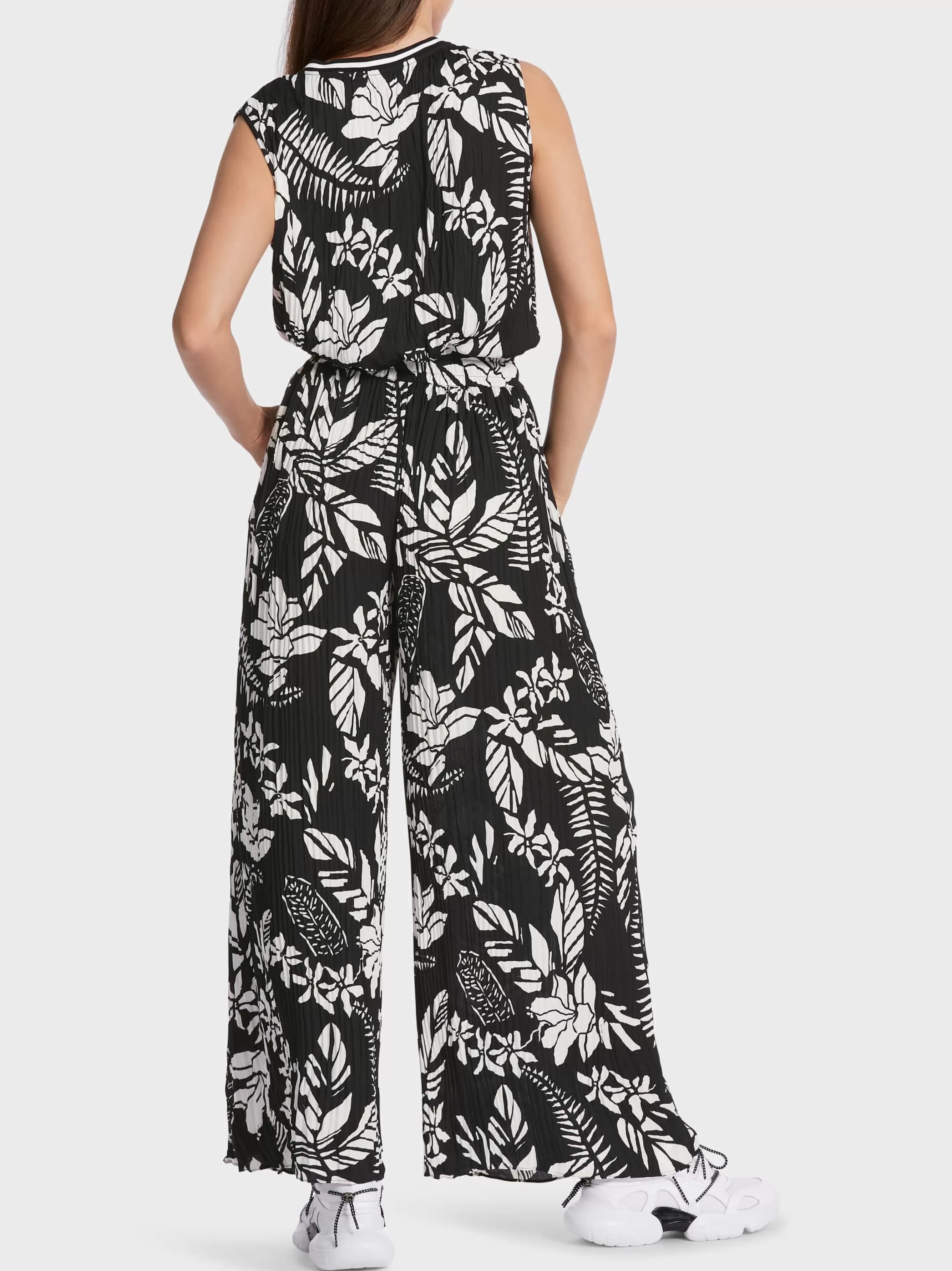 Marc Cain Hosen-HOSE WOLIN – MIT PLISSEE UND PRINT black and white