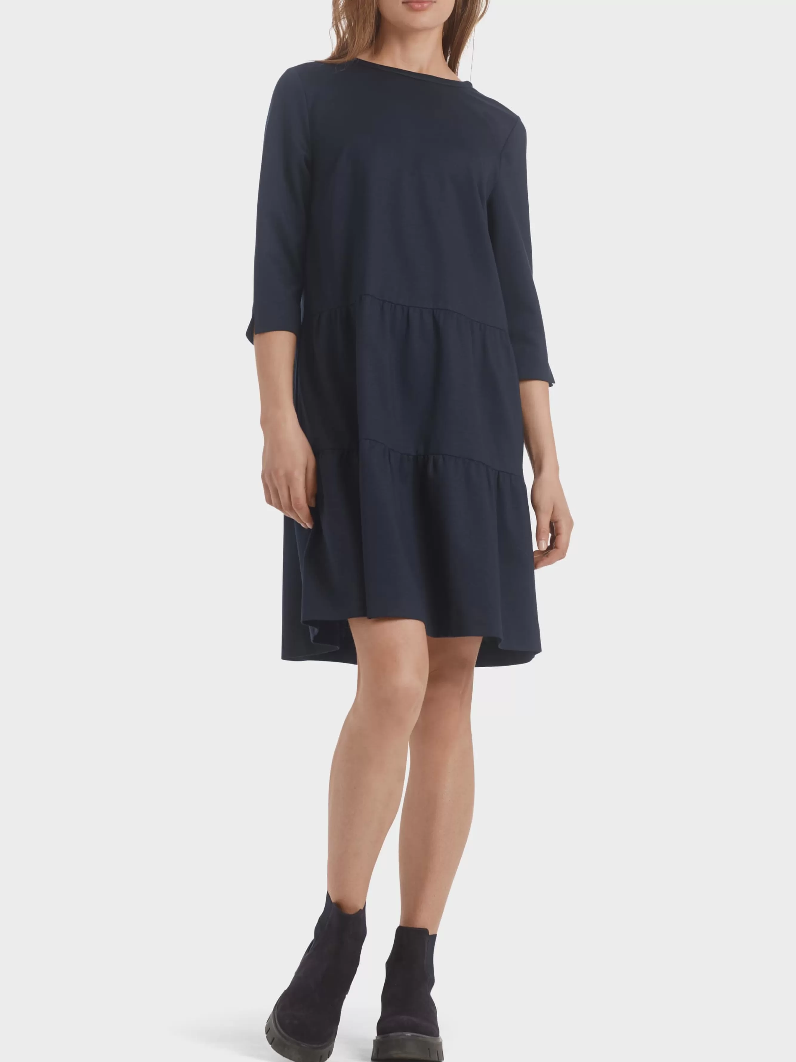 Marc Cain Kleider-JERSEYKLEID MIT STUFENVOLANTS midnight blue