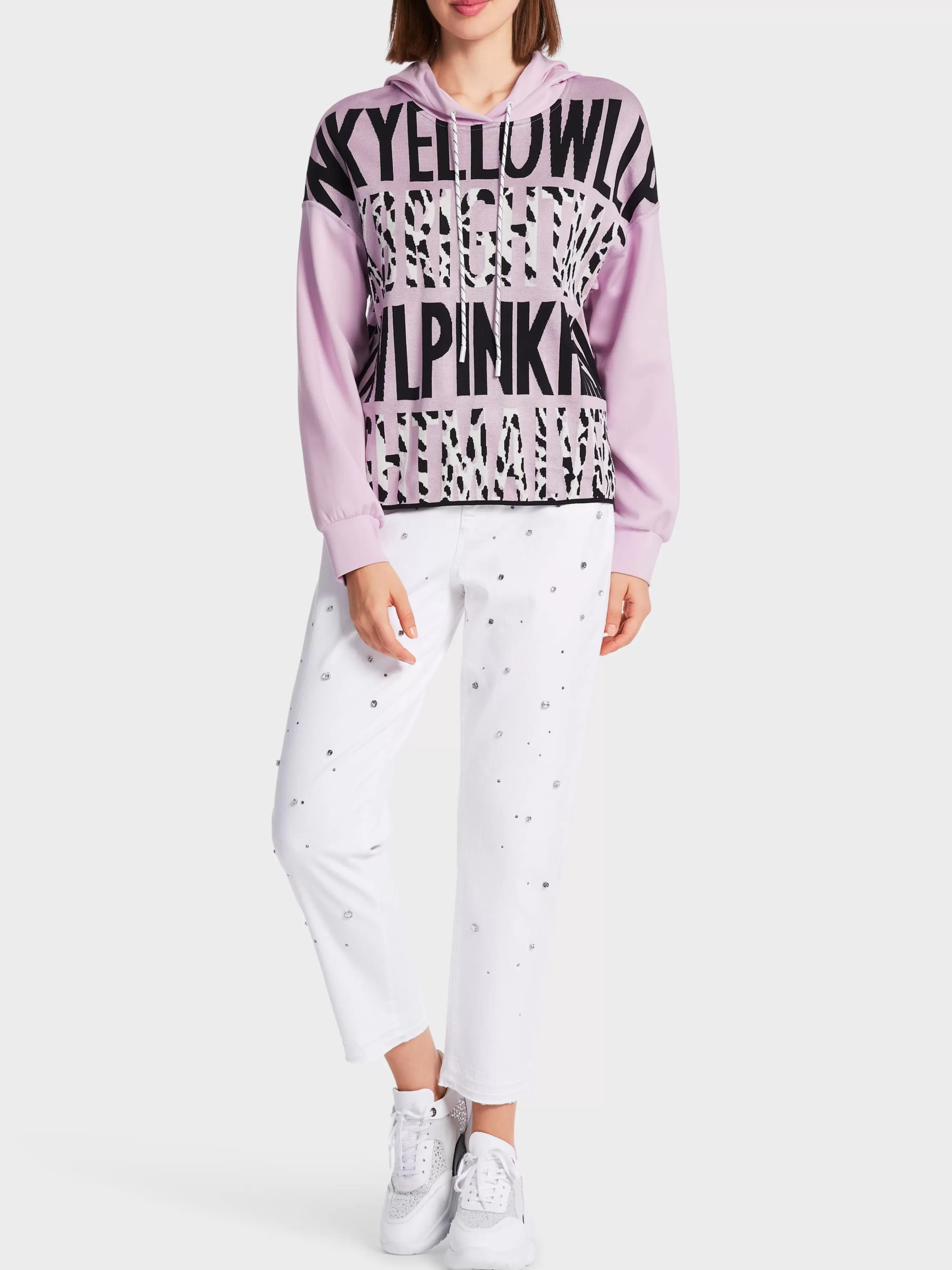 Marc Cain Pullover & Sweatshirts | Strick-KAPUZEN-SWEATER KNITTED IN GERMANY bright pink lavender