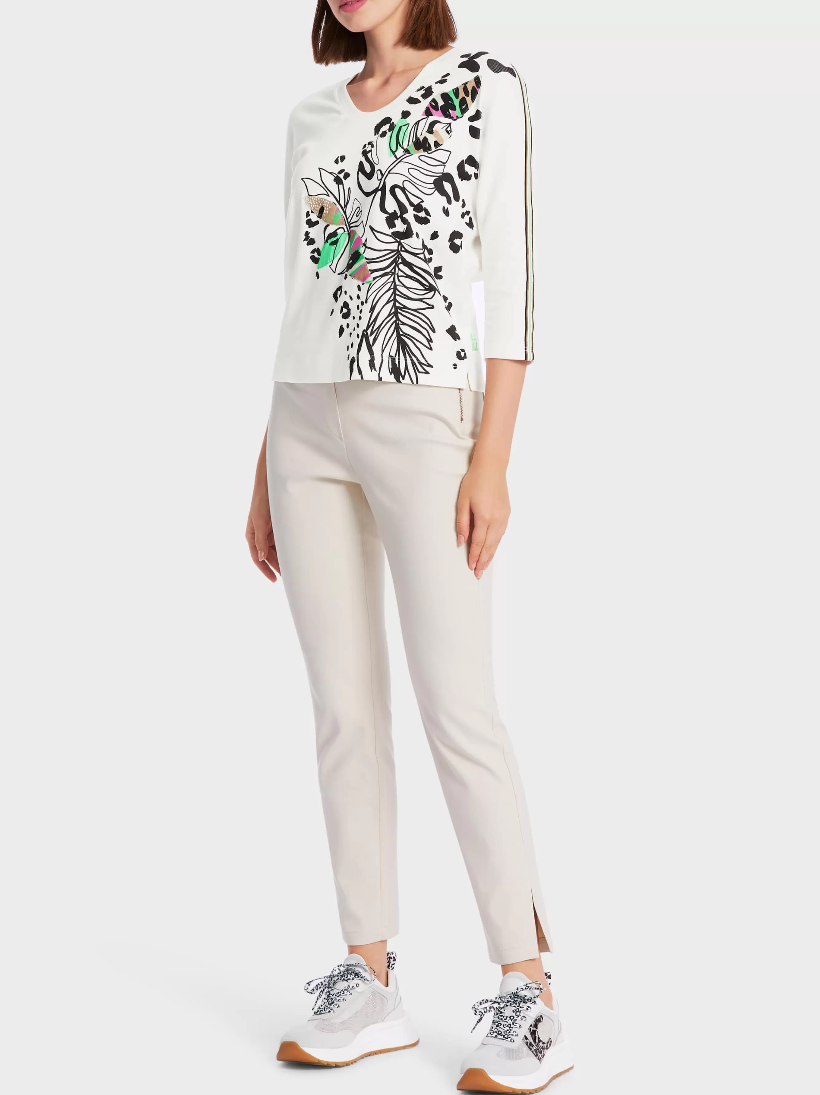 Marc Cain Shirts & Tops-KIMONO-T-SHIRT MIT MOTIV-PRINT off-white