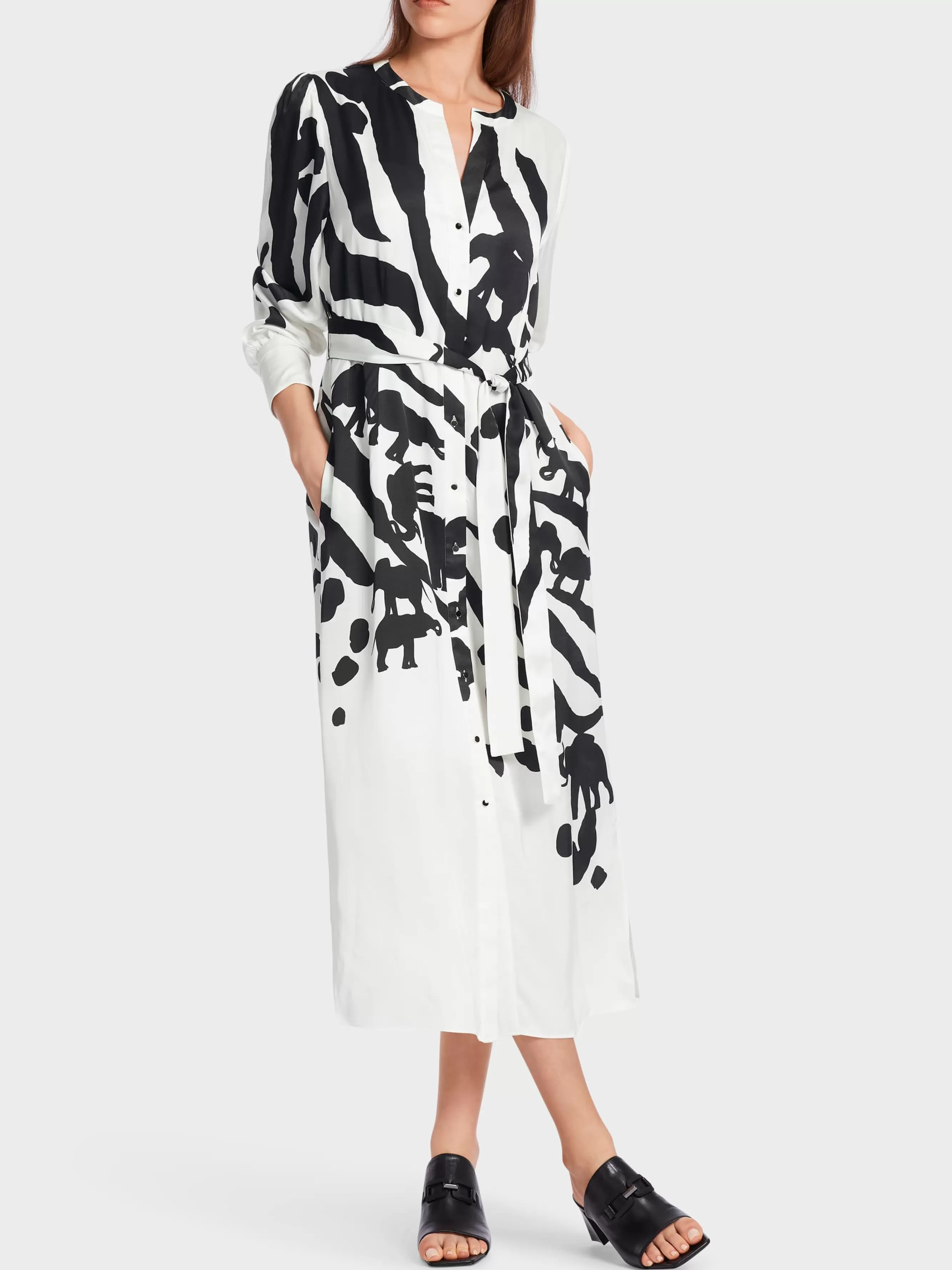 Marc Cain Kleider-KLEID MIT PRINT white and black