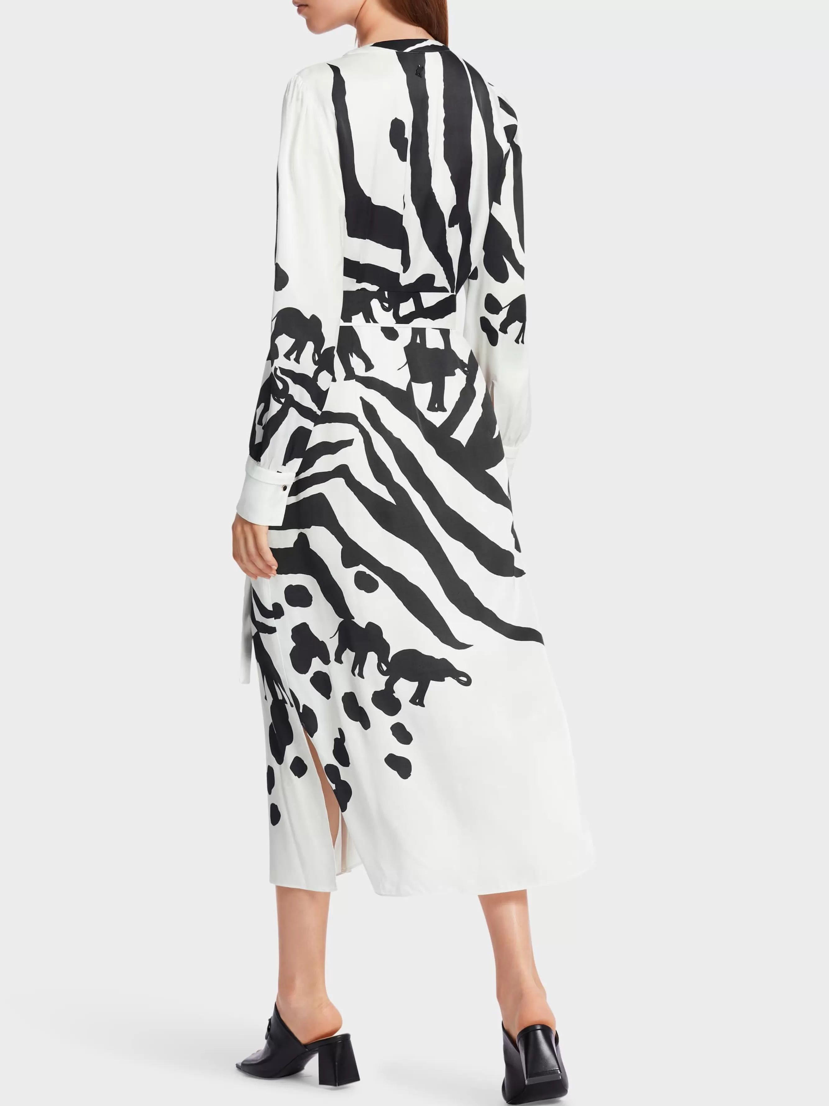 Marc Cain Kleider-KLEID MIT PRINT white and black