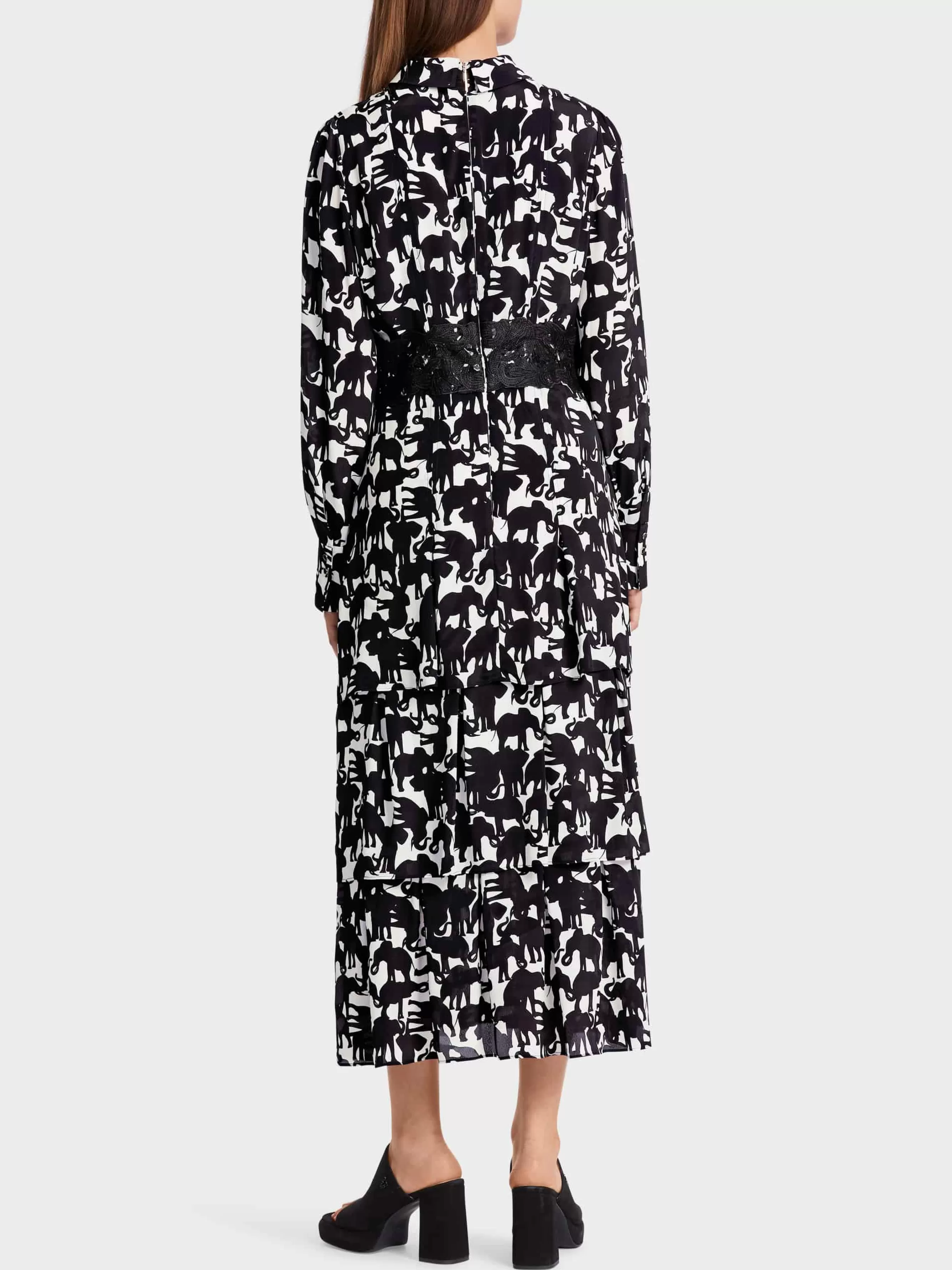 Marc Cain Kleider-KLEID MIT SEIDE black and white