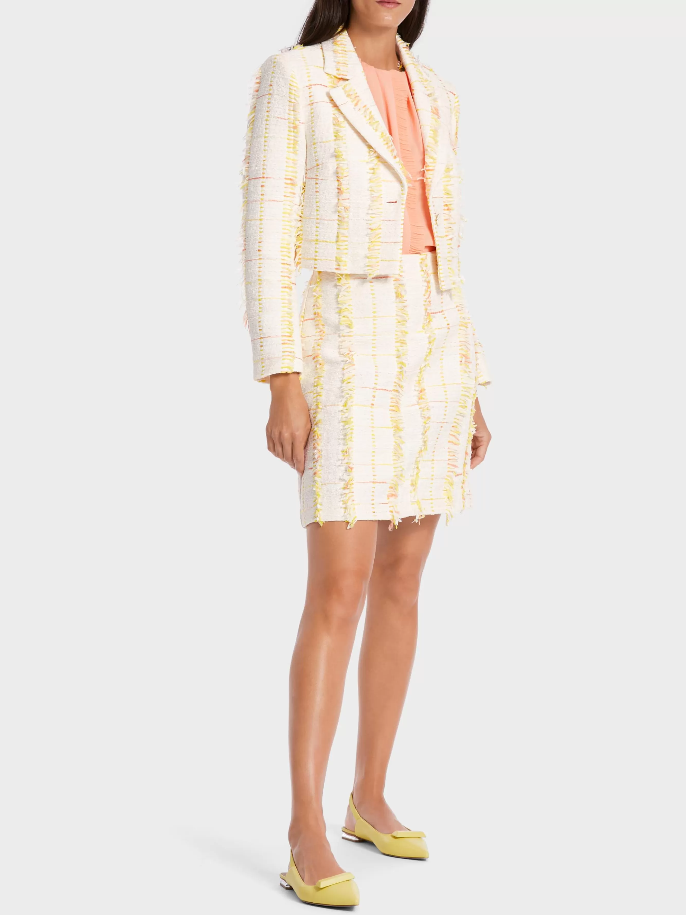 Marc Cain Blazer-KURZER BLAZER MIT GESTEPPTEN KANTEN pale lemon