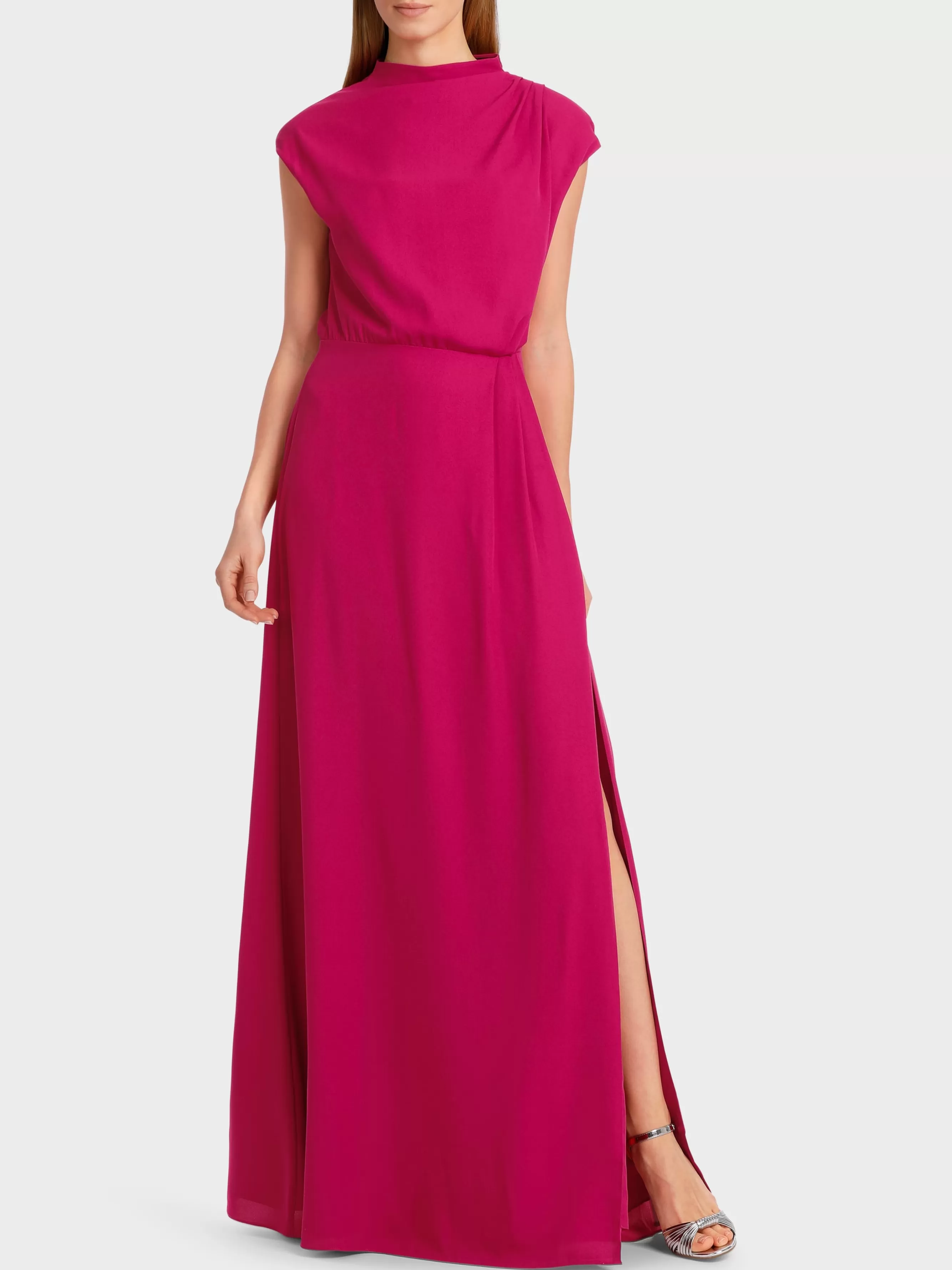 Marc Cain Kleider-LANGES KLEID MIT FALTENEINSATZ deep fuchsia