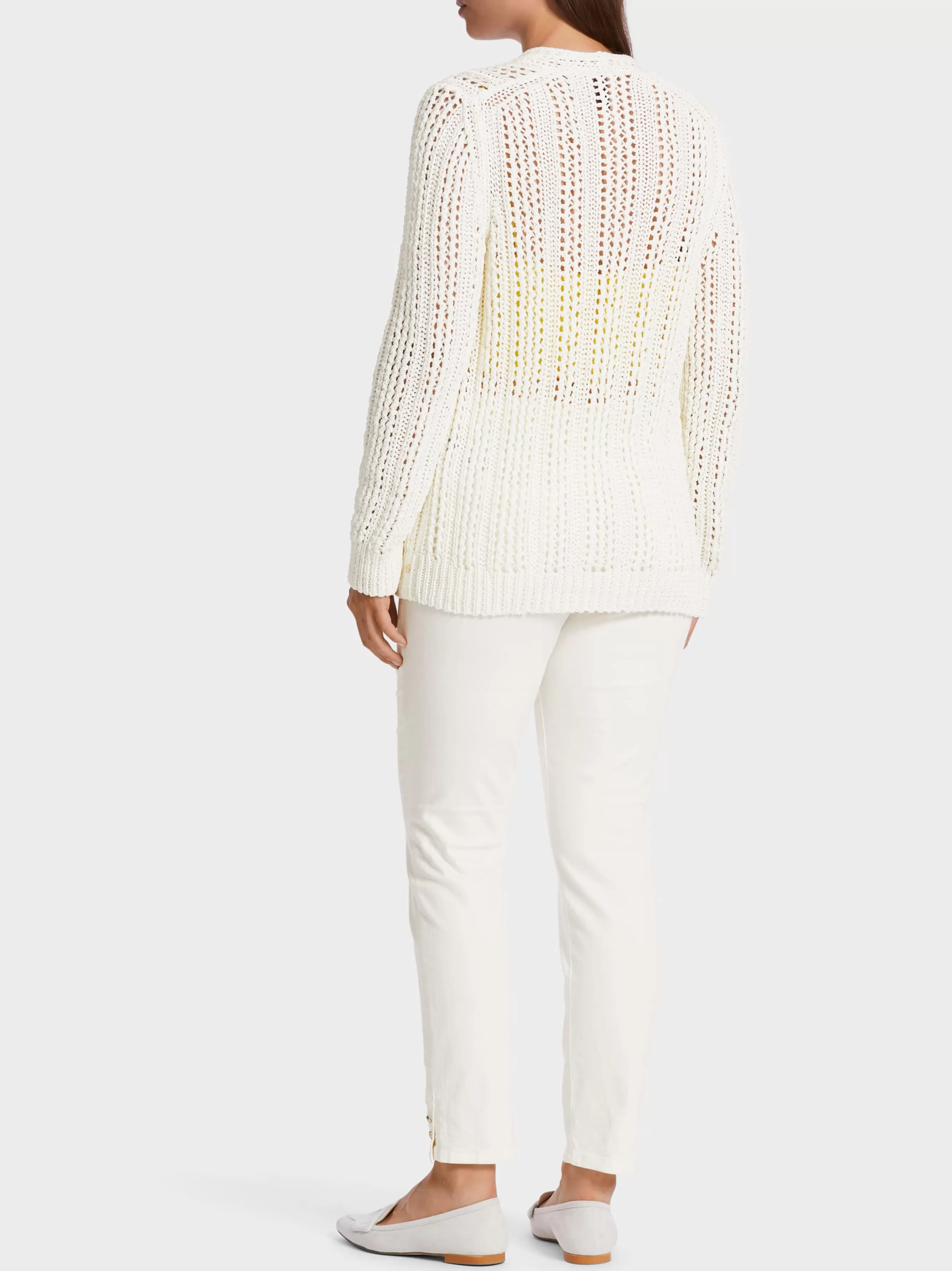 Marc Cain Jacken | Strick-LOCHMUSTER-CARDIGAN "RETHINK TOGETHER" off-white