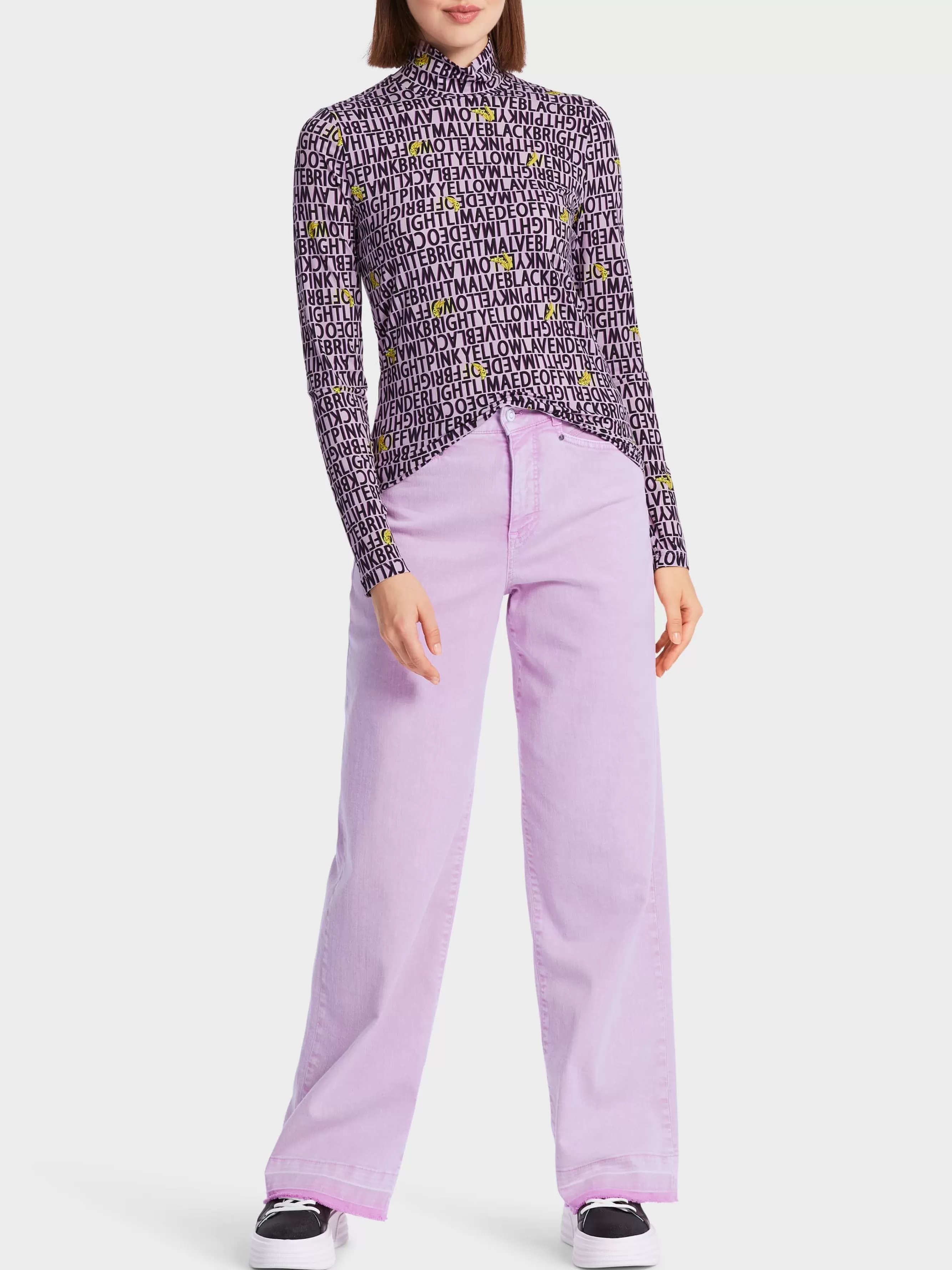 Marc Cain Shirts & Tops-LONGSLEEVE MIT STEHKRAGEN bright pink lavender