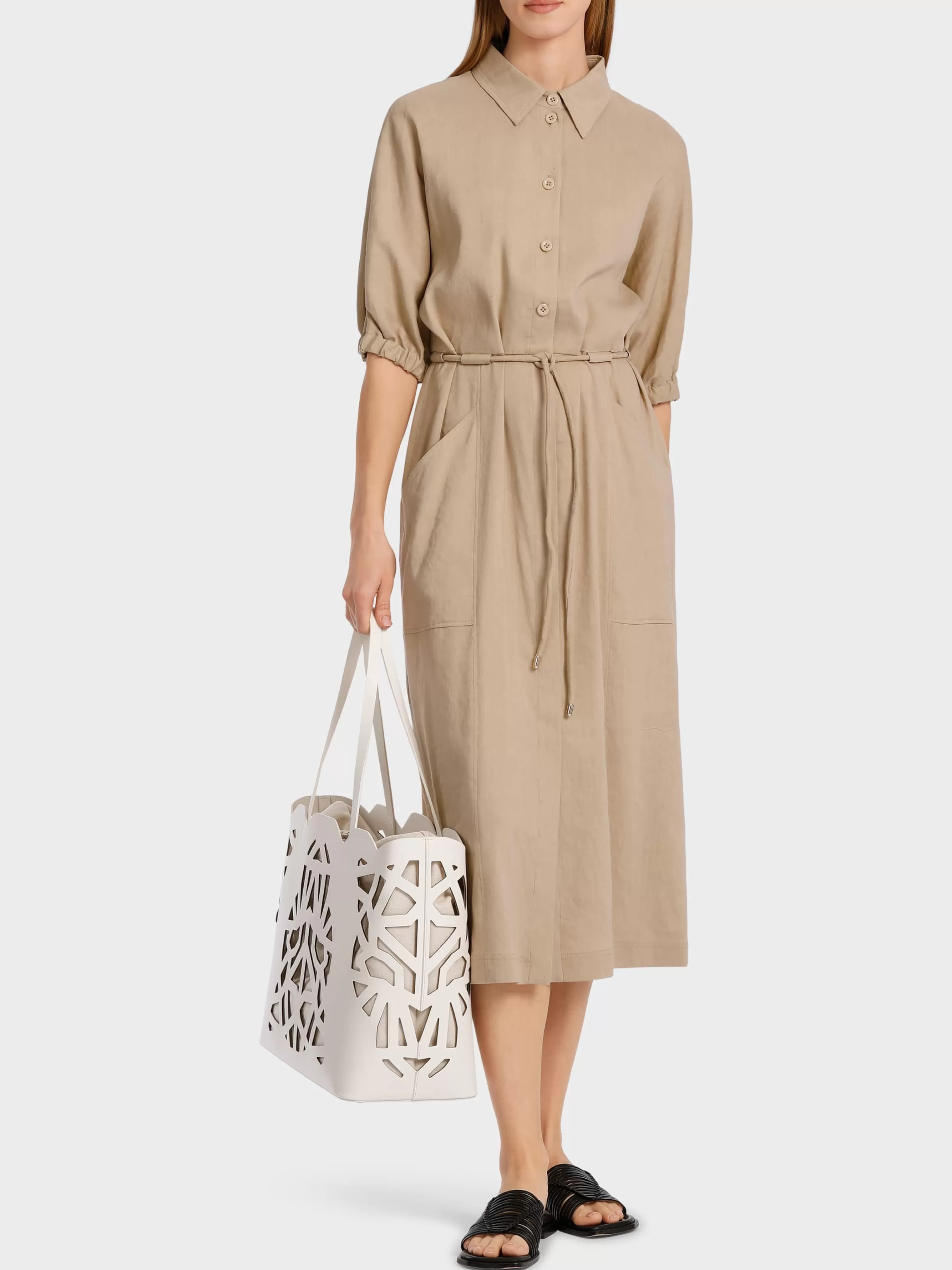 Marc Cain Kleider-MIDIKLEID MIT KIMONO-ÄRMELN deep sand