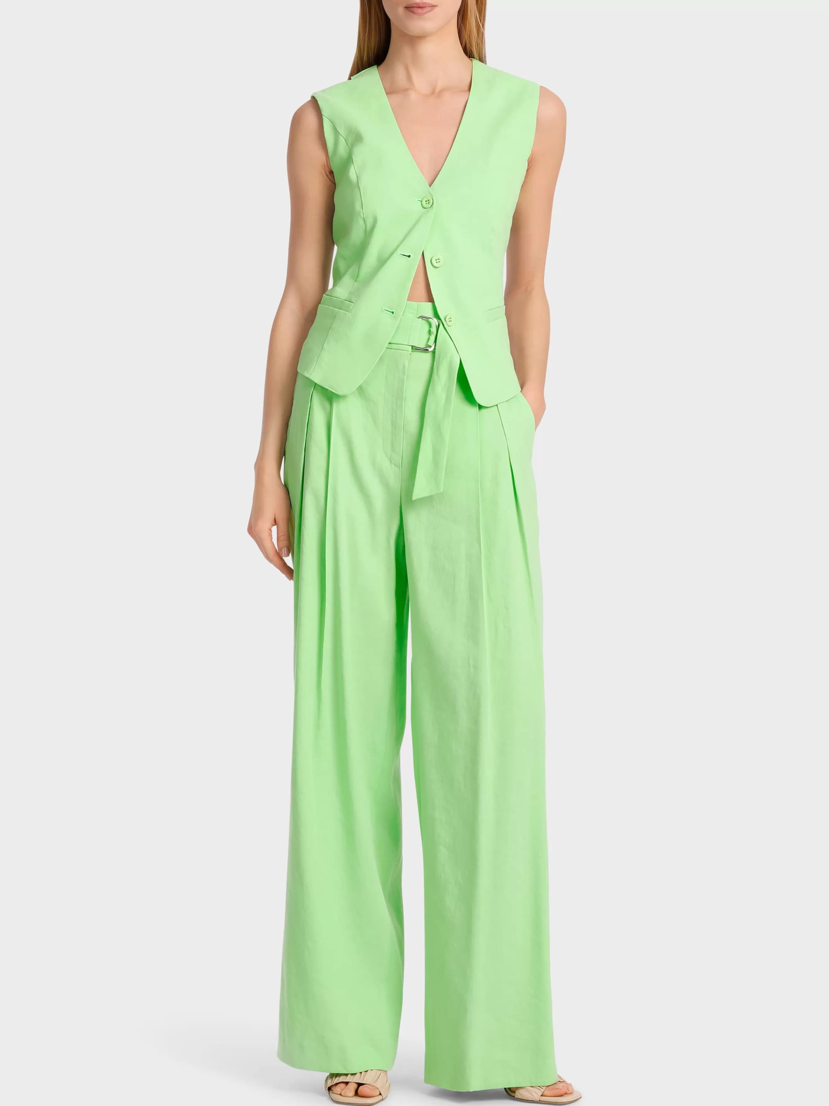 Marc Cain Hosen | Hosenanzüge-MODELL WICHITA – HOSE IM PAPERBAG-STYLE light apple green