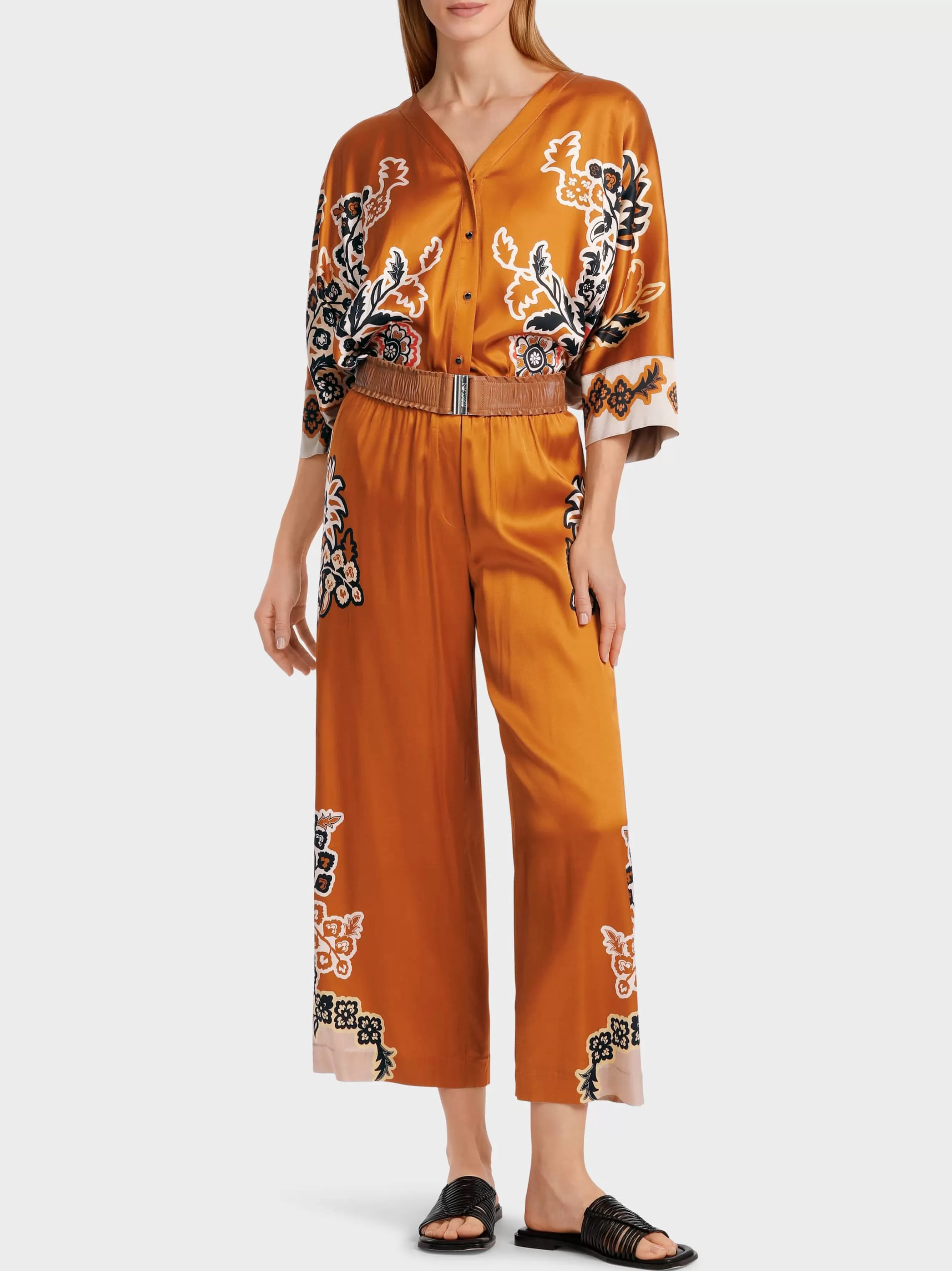 Marc Cain Hosen-MODELL WITTEN – CULOTTE MIT BLUMENPRINT bright ochre