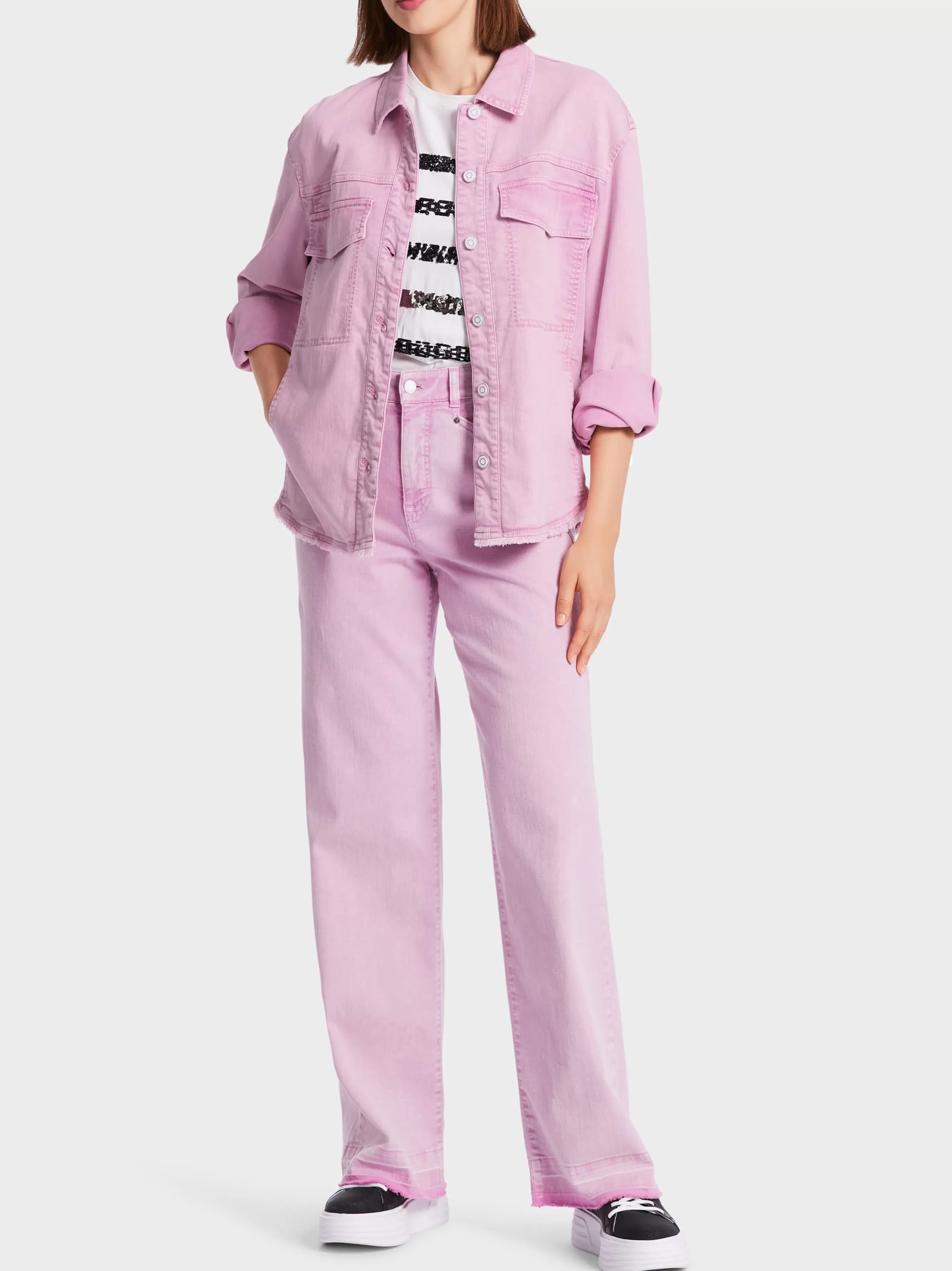 Marc Cain Blusen & Tuniken-MODISCHE JEANSBLUSE "RETHINK TOGETHER" bright pink lavender