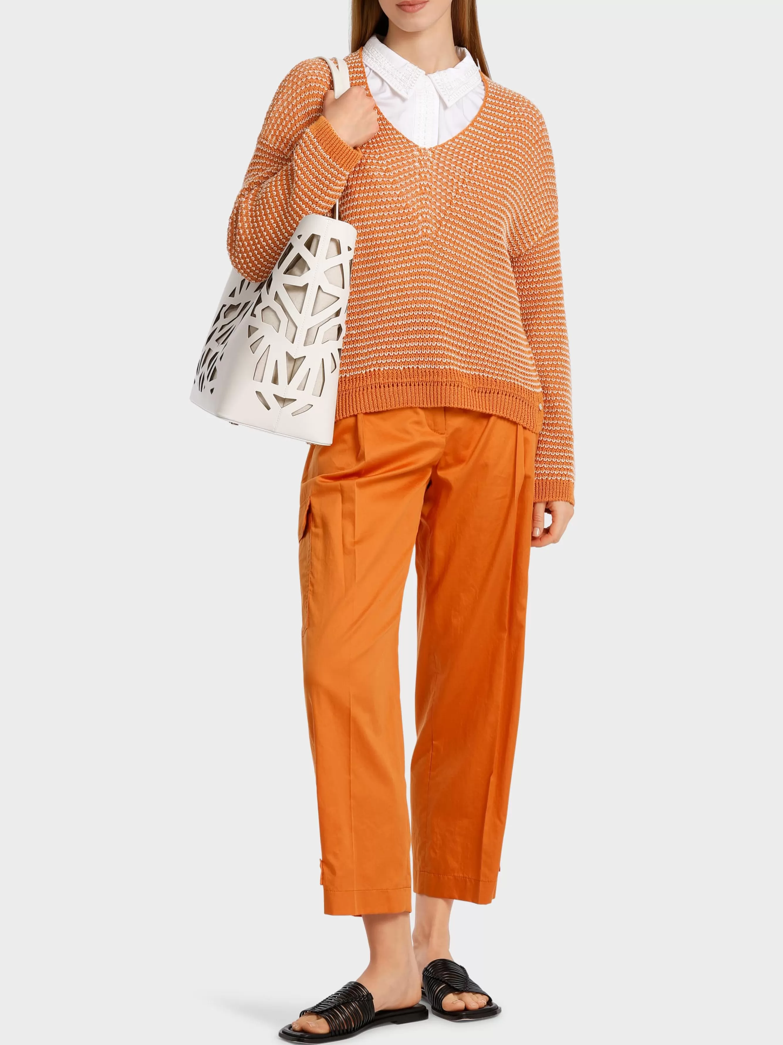 Marc Cain Pullover & Sweatshirts | Strick-OVERSIZED SWEATER MIT V-AUSSCHNITT bright ochre