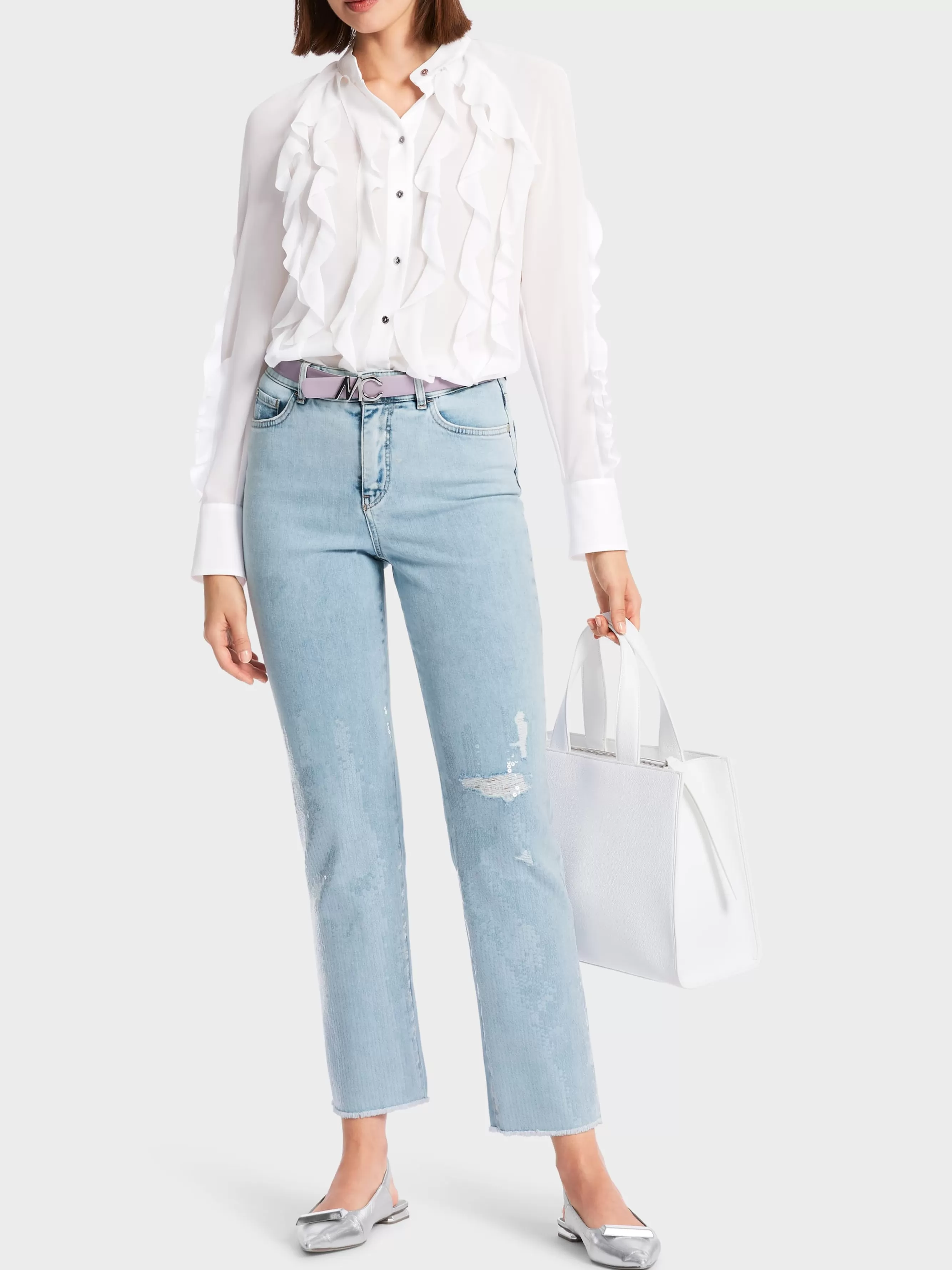 Marc Cain Jeans-PAILLETTEN-HOSE FYLIE "RETHINK TOGETHER" baby blue