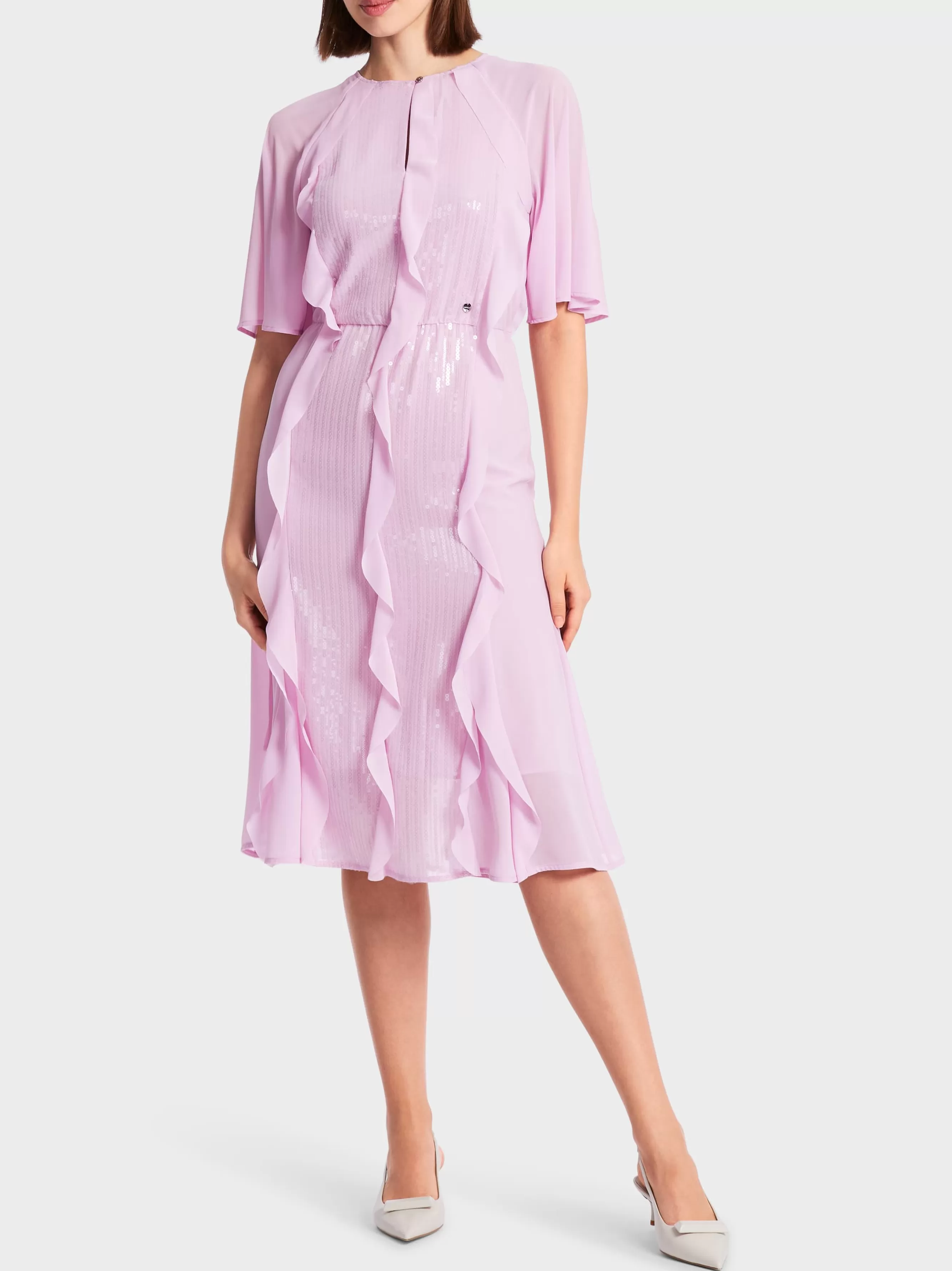 Marc Cain Kleider-PAILLETTENKLEID MIT RÜSCHEN pink lavender