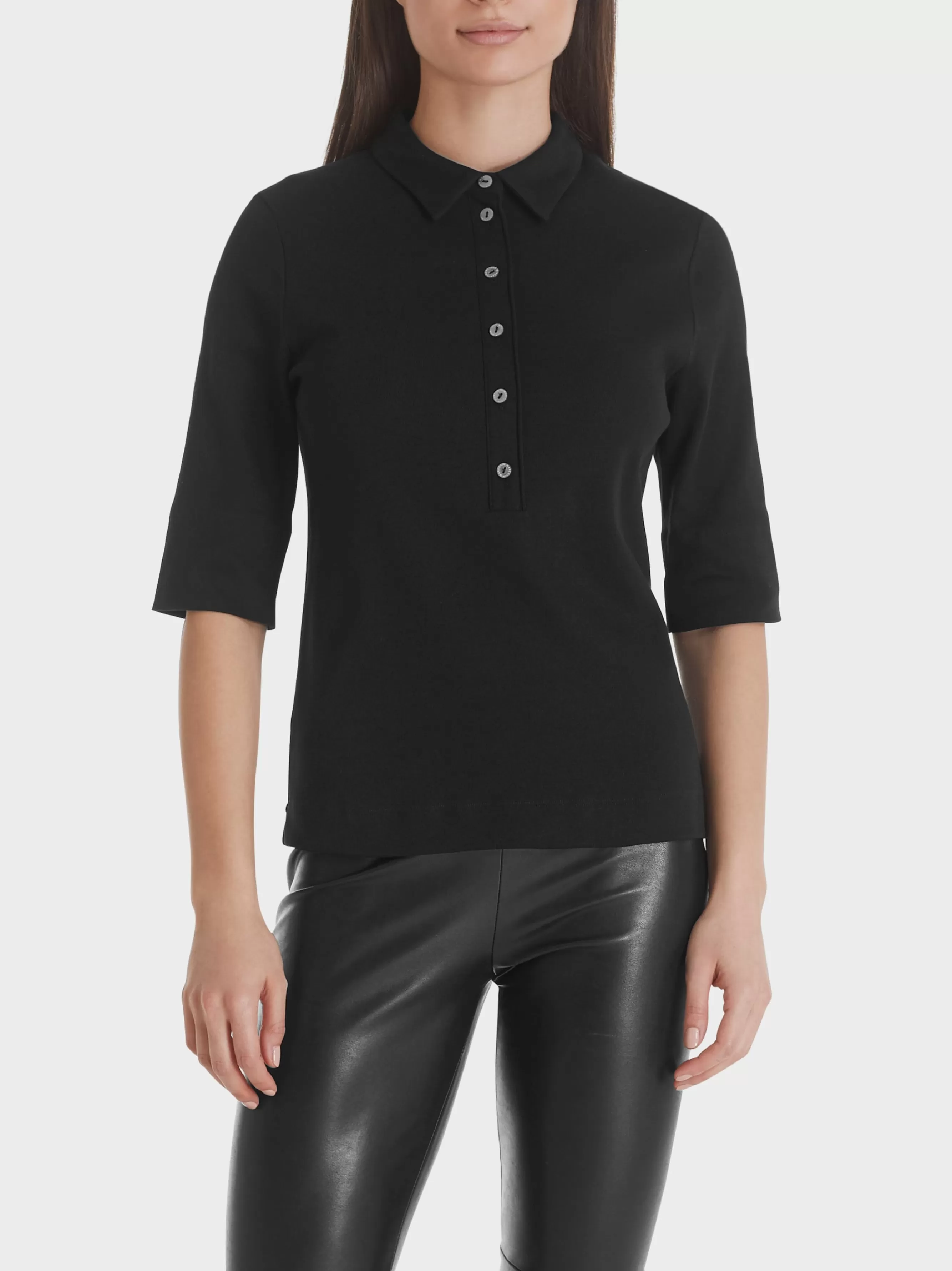 Marc Cain Shirts & Tops-POLOSHIRT AUS BAUMWOLLE black