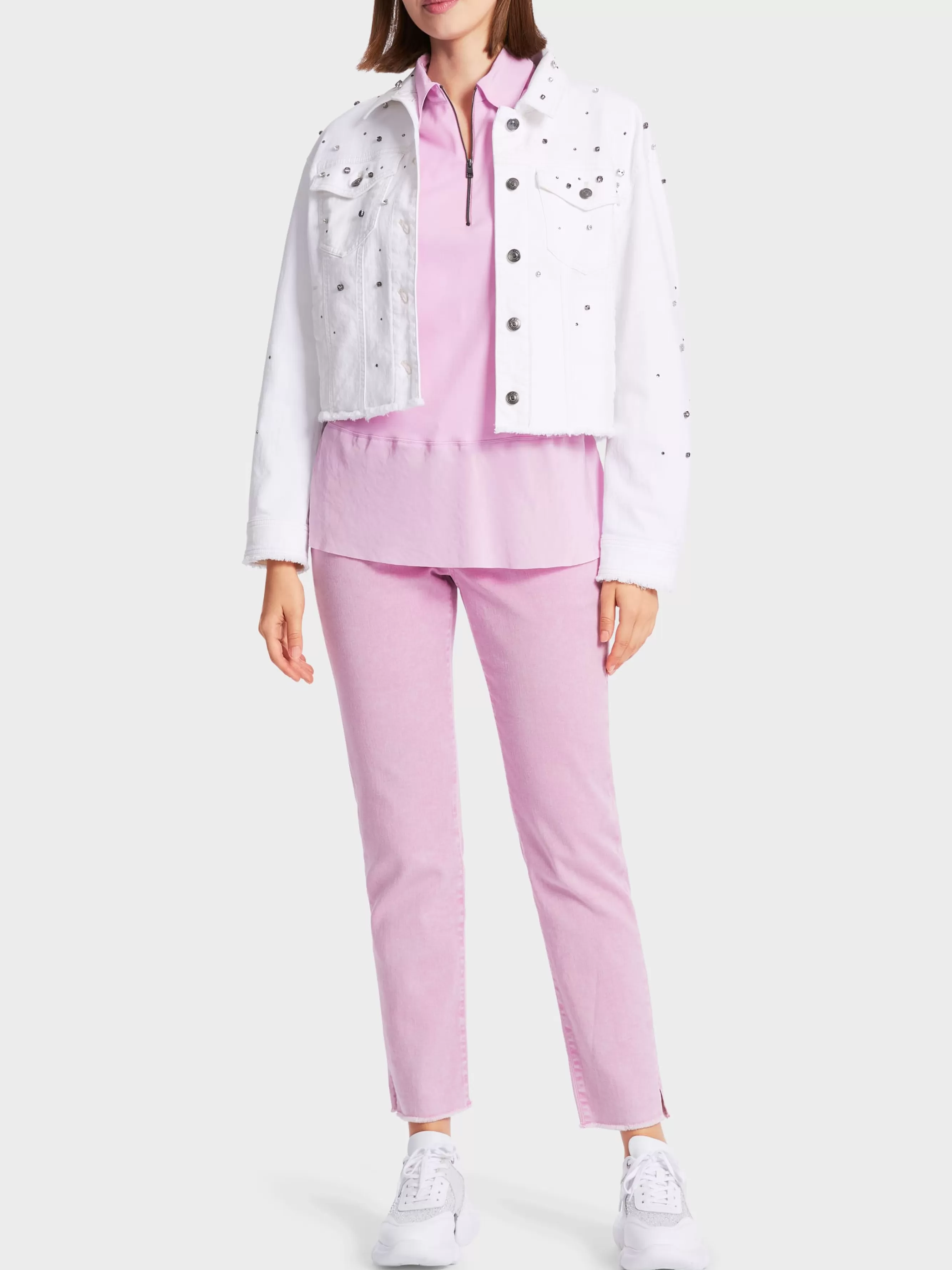 Marc Cain Shirts & Tops-POLOSHIRT IN A-LINIE bright pink lavender