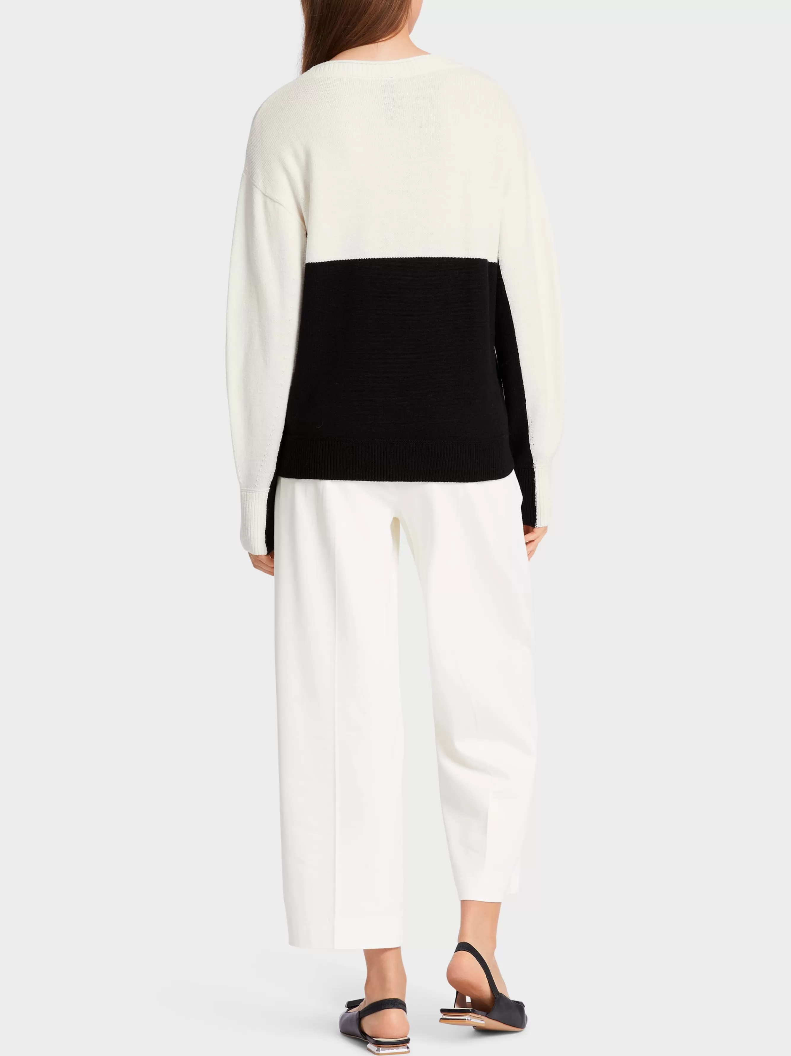 Marc Cain Pullover & Sweatshirts | Strick-PULLOVER MIT ELEFANTEN-MOTIV white and black