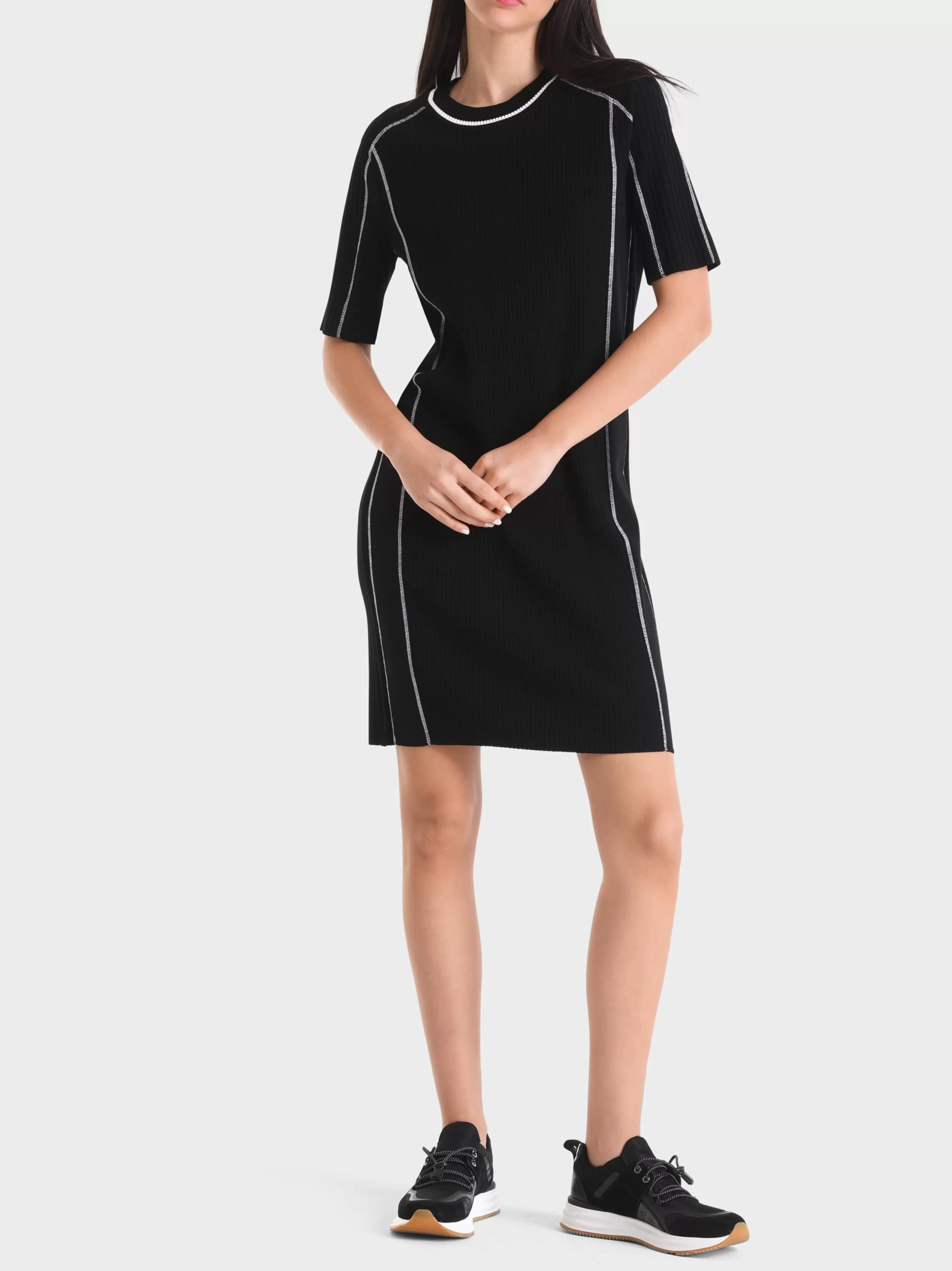 Marc Cain Kleider | Strick-„RETHINK TOGETHER" KLEID AUS VISKOSEMIX black