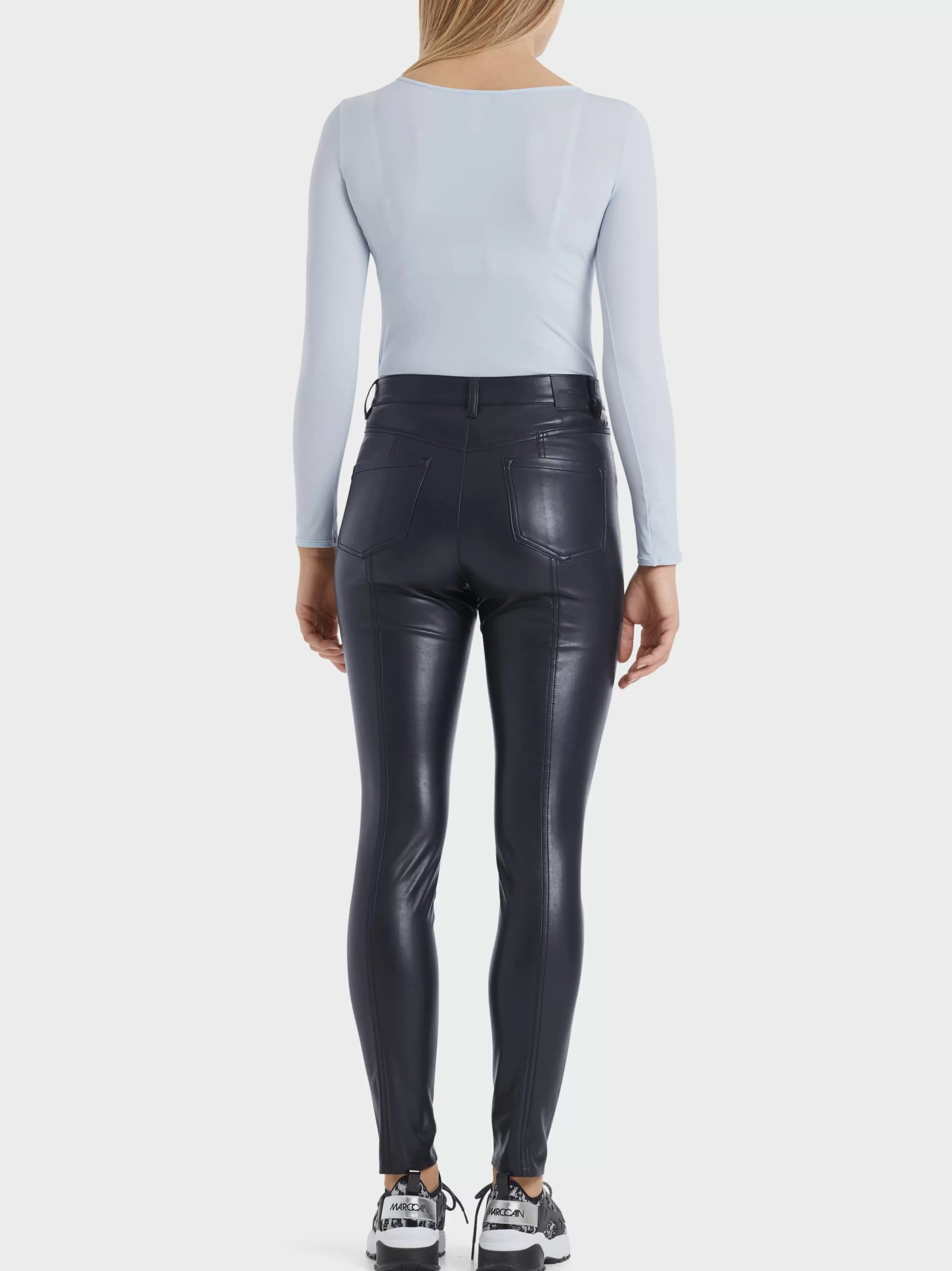 Marc Cain Jeans-RÖHRENHOSE AUS KUNSTLEDER midnight blue