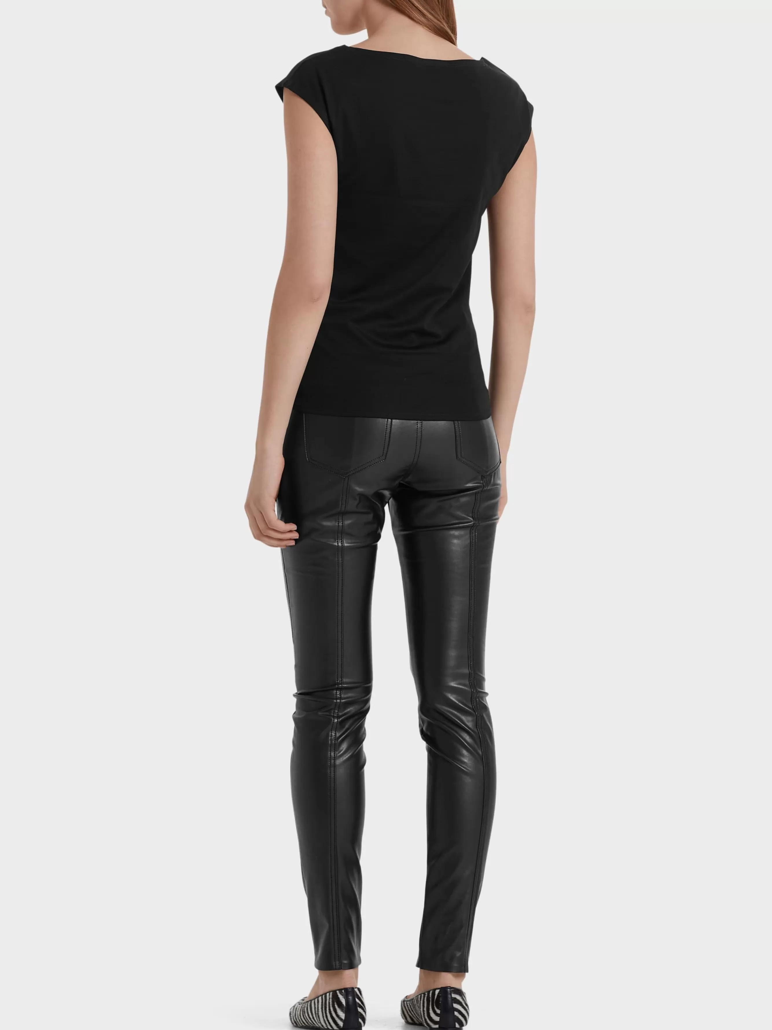 Marc Cain Jeans-RÖHRENHOSE AUS KUNSTLEDER black