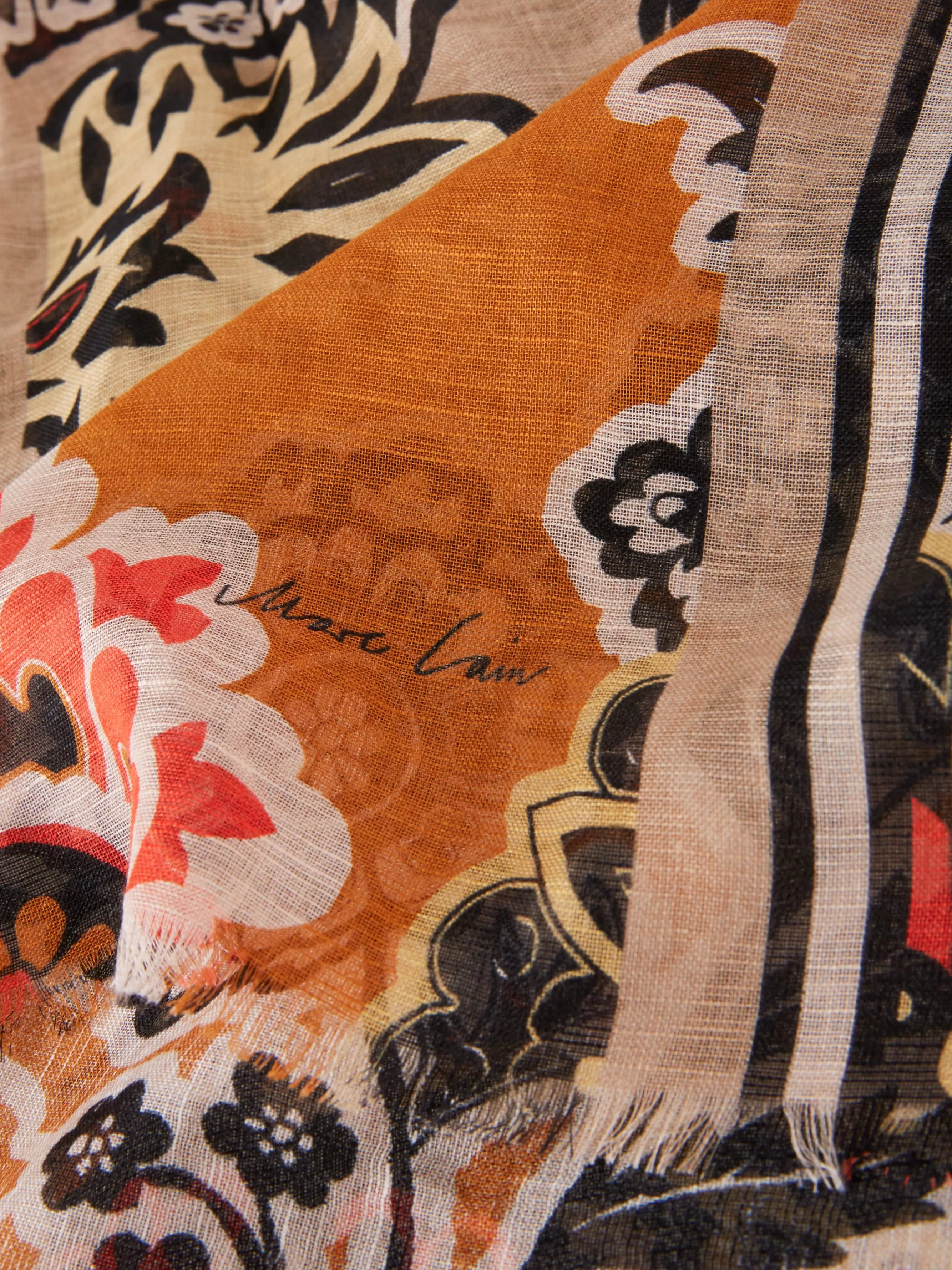 Marc Cain Accessoires-SCHAL MIT FLORALEM PRINTMOTIV bright ochre