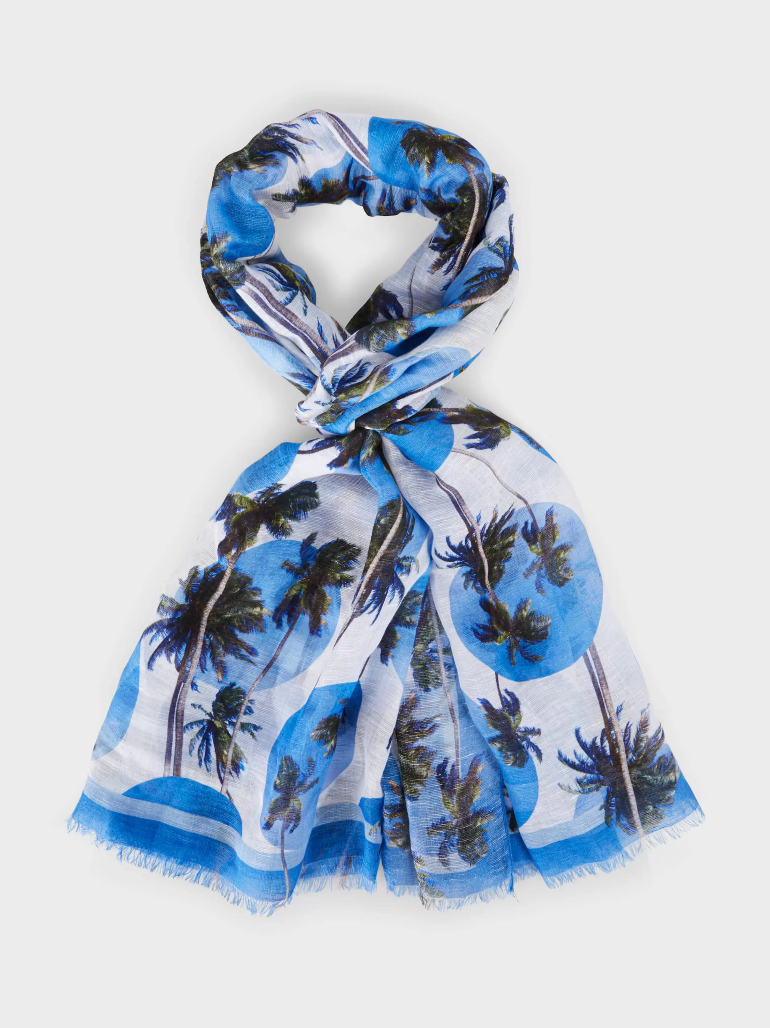 Marc Cain Accessoires-SCHAL MIT PALMEN-PUNKTE-PRINT bright azure